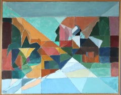 1972 Modernist Swedish Abstract Landscape Oil Painting - Fragments of a Day