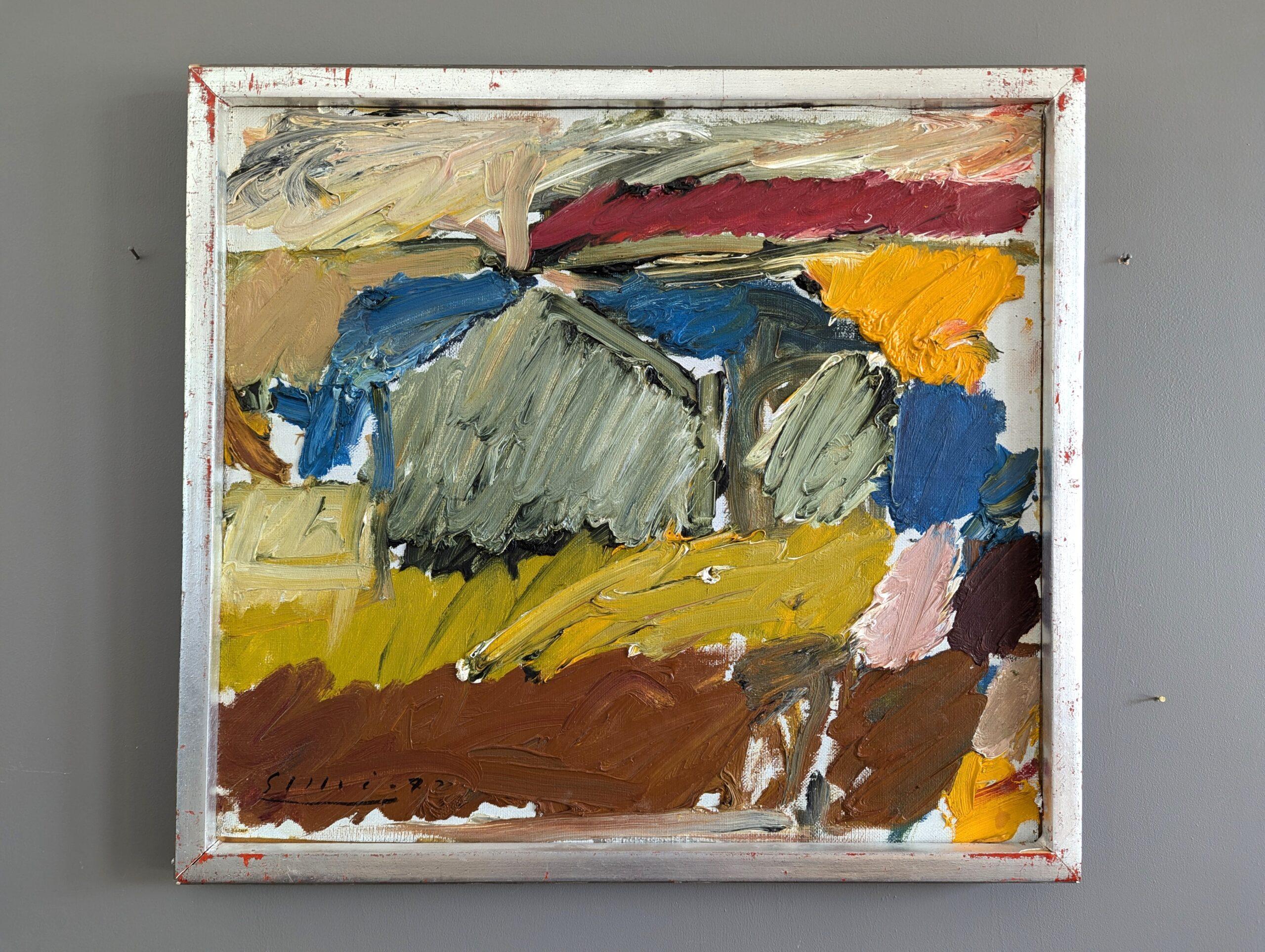 Peinture à l'huile abstraite moderne du milieu du siècle dernier, Ebullient, 1972 - Painting de Unknown
