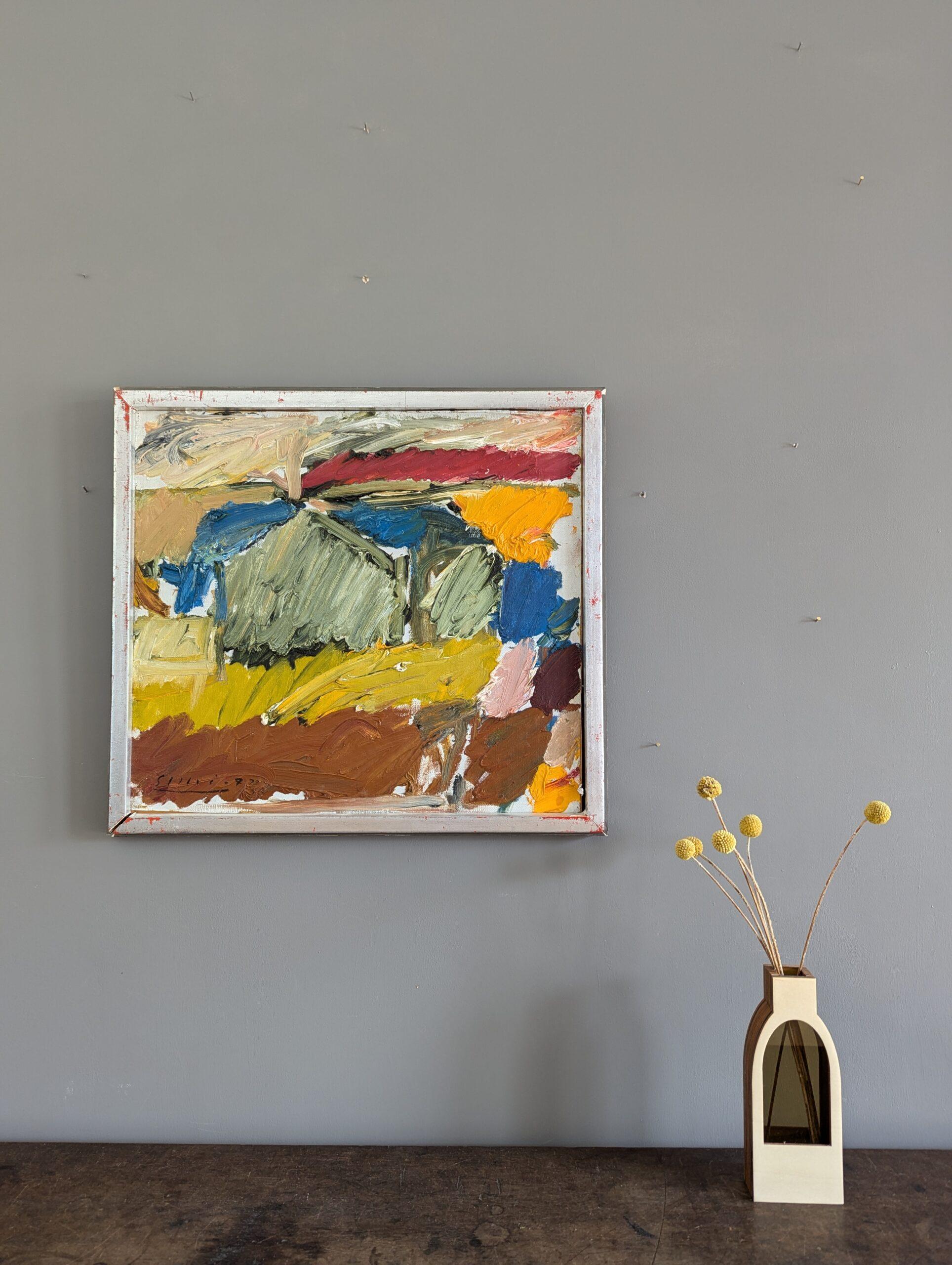 Peinture à l'huile abstraite moderne du milieu du siècle dernier, Ebullient, 1972 - Moderne Painting par Unknown