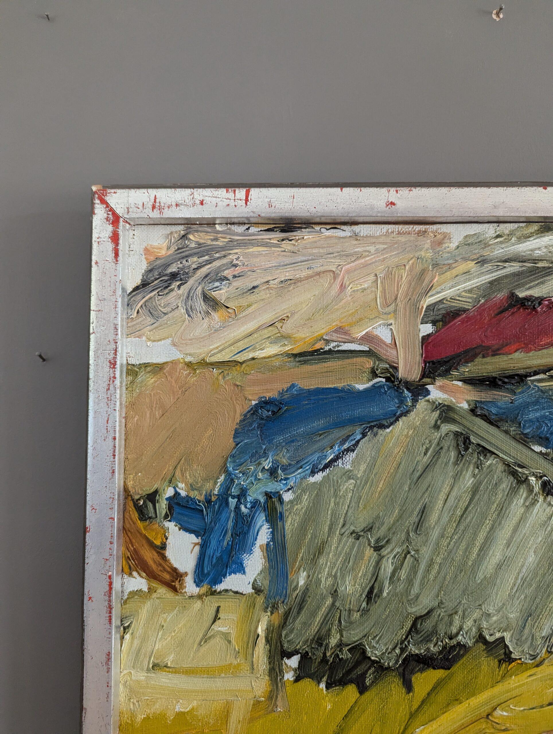 Peinture à l'huile abstraite moderne du milieu du siècle dernier, Ebullient, 1972 en vente 2