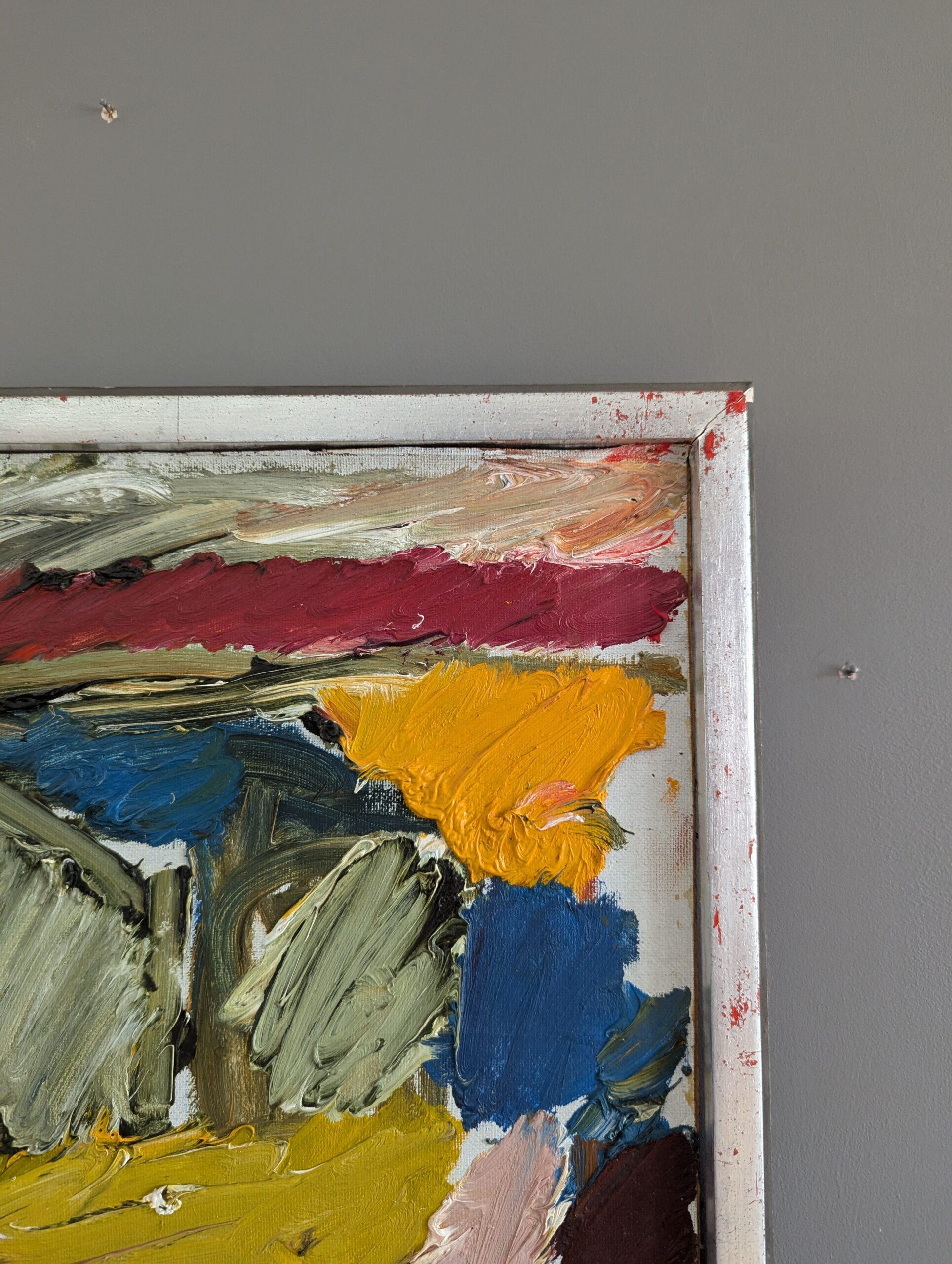 Peinture à l'huile abstraite moderne du milieu du siècle dernier, Ebullient, 1972 en vente 3