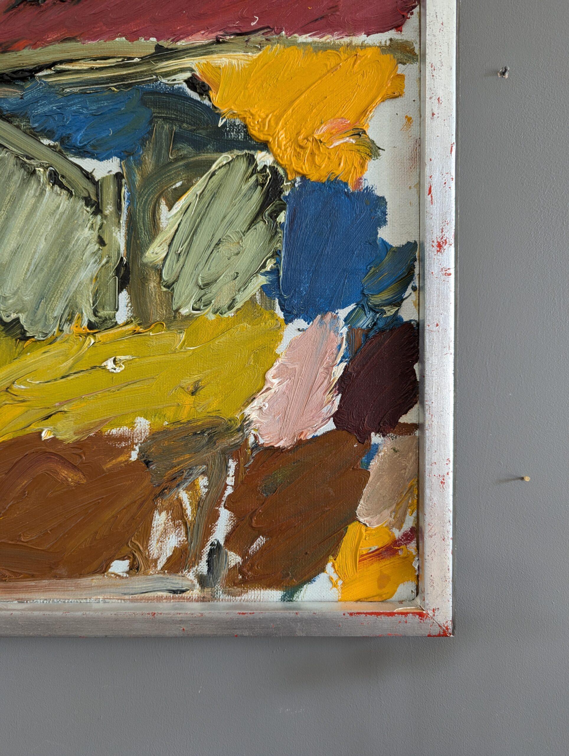 Peinture à l'huile abstraite moderne du milieu du siècle dernier, Ebullient, 1972 en vente 4