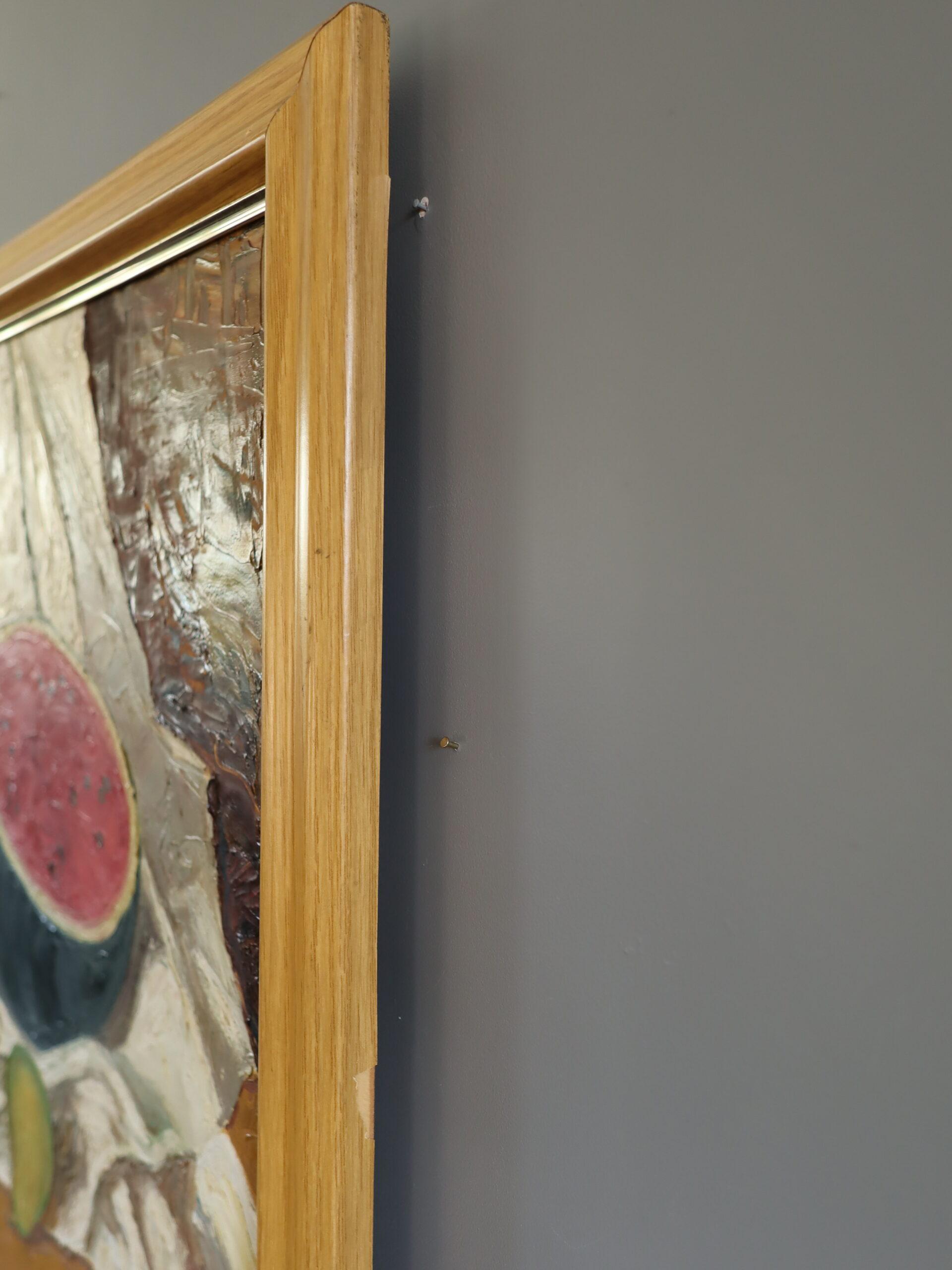 1973 Modernes expressionistisches Stillleben aus der Mitte des Jahrhunderts, Ölgemälde – Aquarell und Topf im Angebot 5