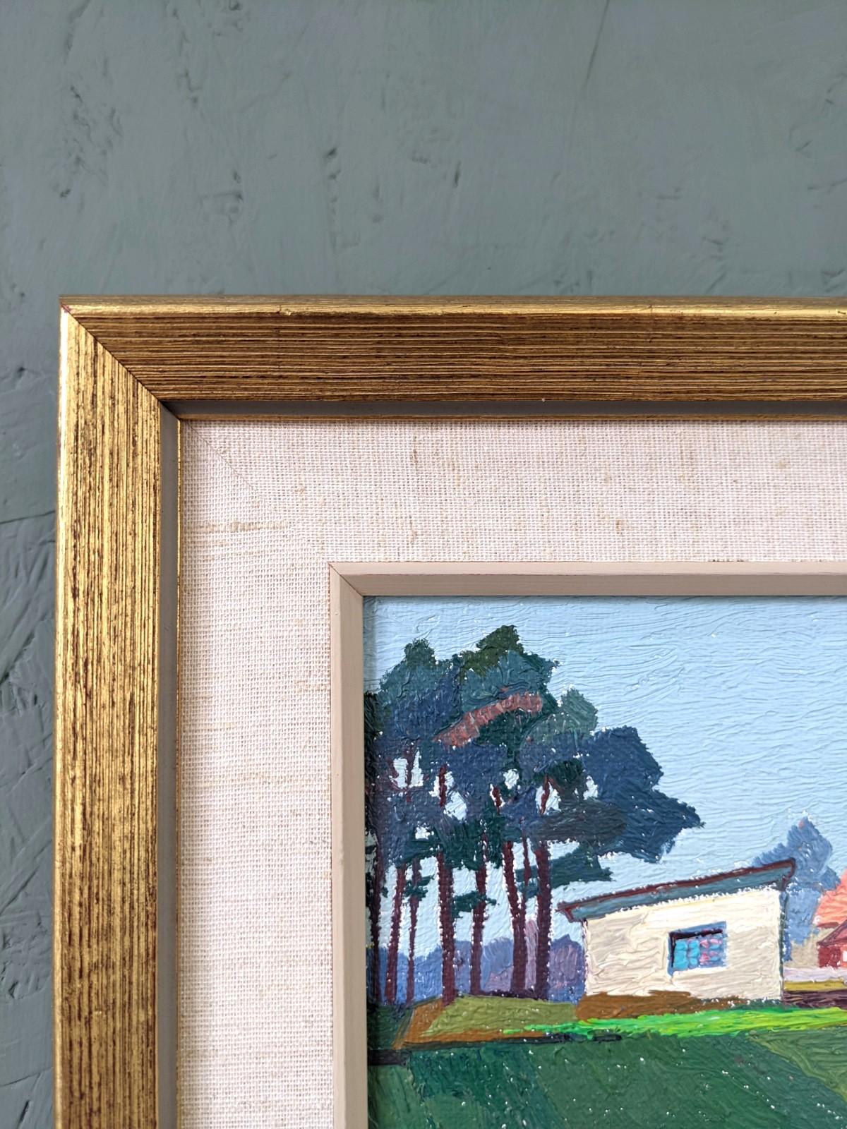 1973 Vintage Modernist Swedish Landscape Oil Painting - Paesaggio urbano 3