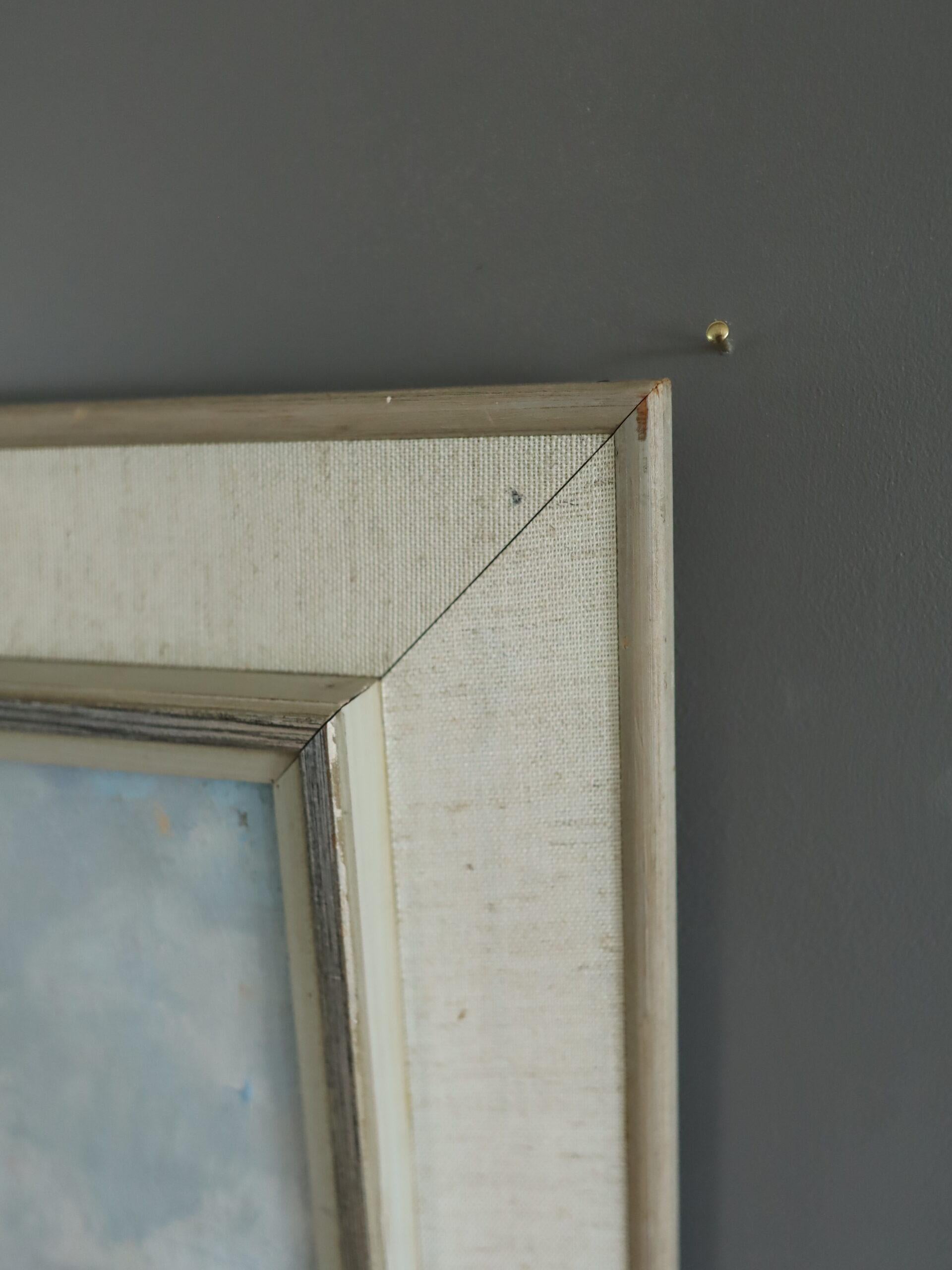 1974 Peinture à l'huile moderniste suédoise d'un paysage côtier - Townes by the Sea en vente 2