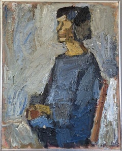 1974 Modernist Swedish Expressive Figurative Portrait Oil Painting - Elise