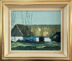 1974 Vintage Mid-Century Expressive Landscape Oil Painting - Light on the Farm