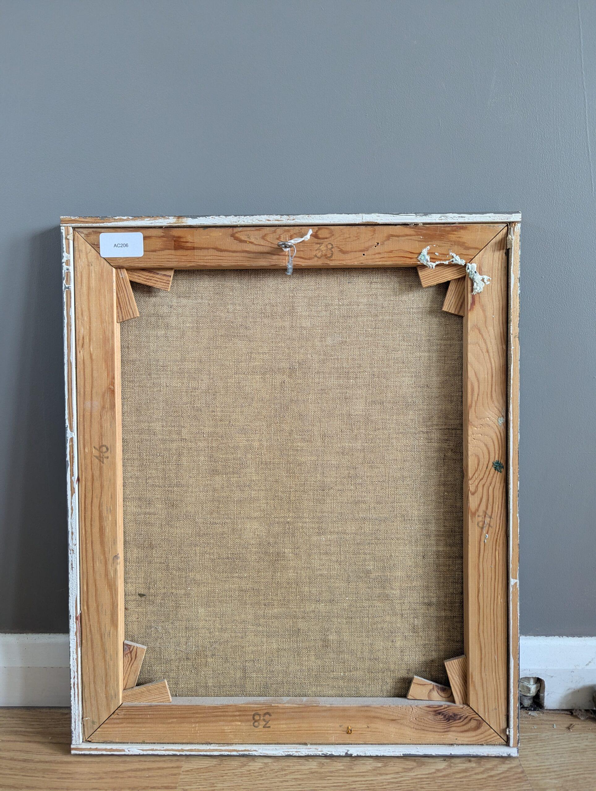 1975 Pittura ad olio ritratto semi-astratto modernista - Figura al buio in vendita 2
