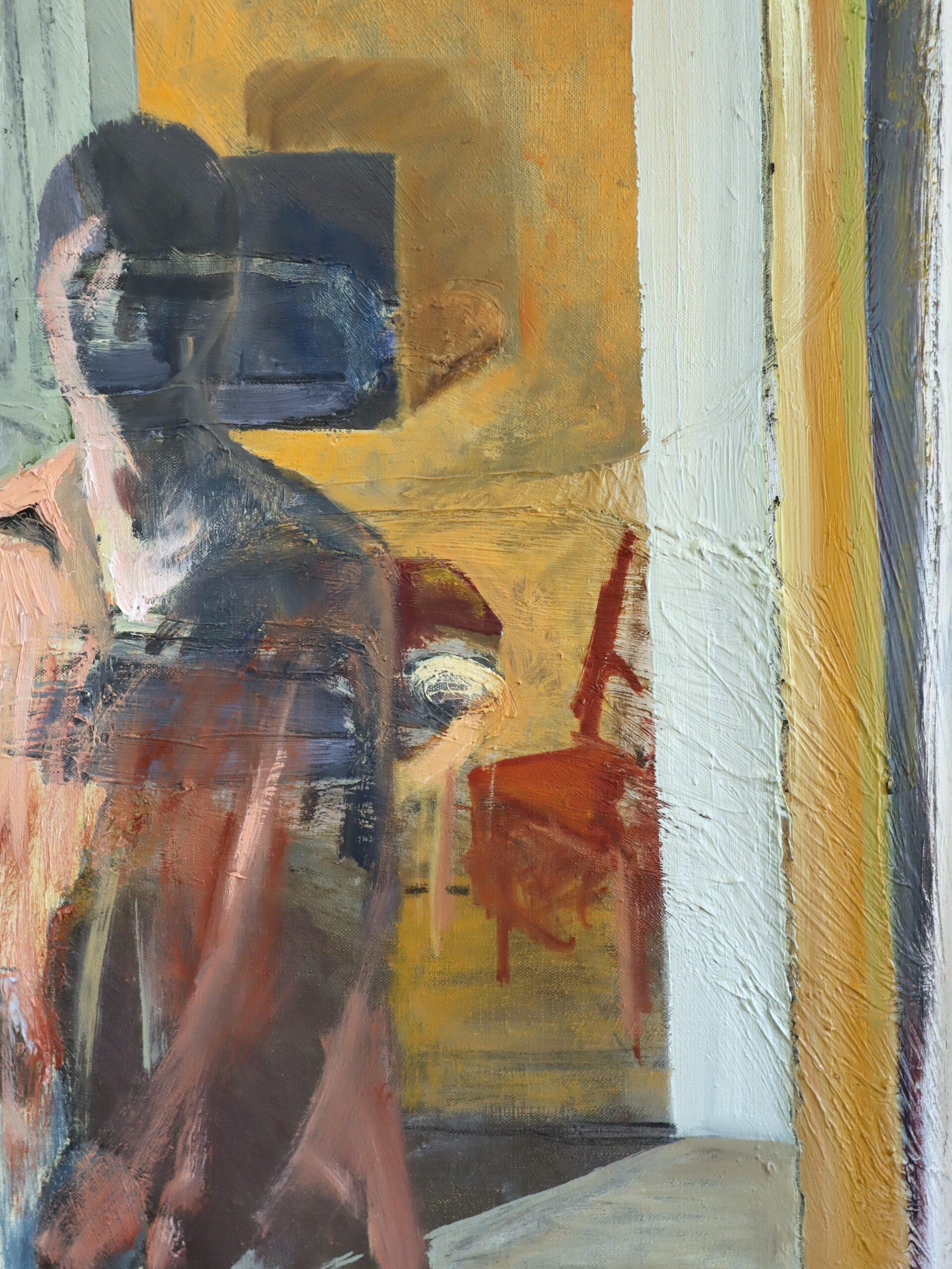 1975 Modernist Vintage Original Figurative Oil Painting - What the Mirror Saw For Sale 8