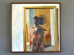 1975 Modernist Vintage Original Figurative Oil Painting - What the Mirror Saw