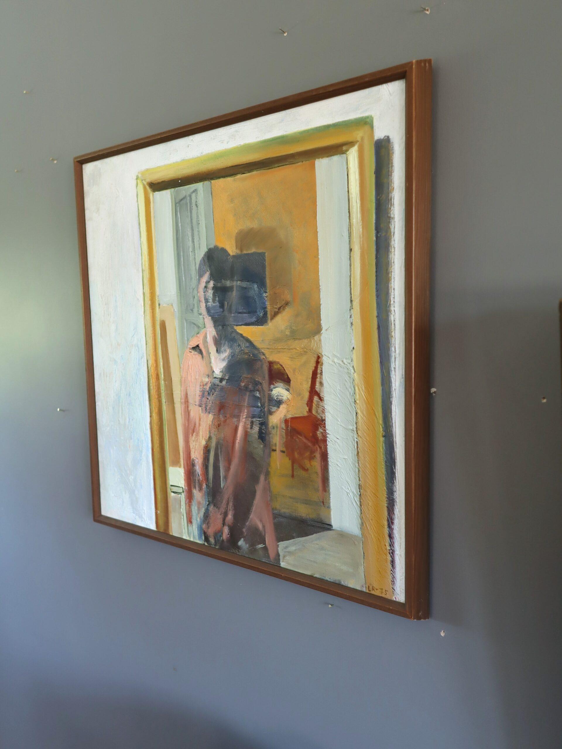 1975 Modernist Vintage Original Figurative Oil Painting - What the Mirror Saw For Sale 2