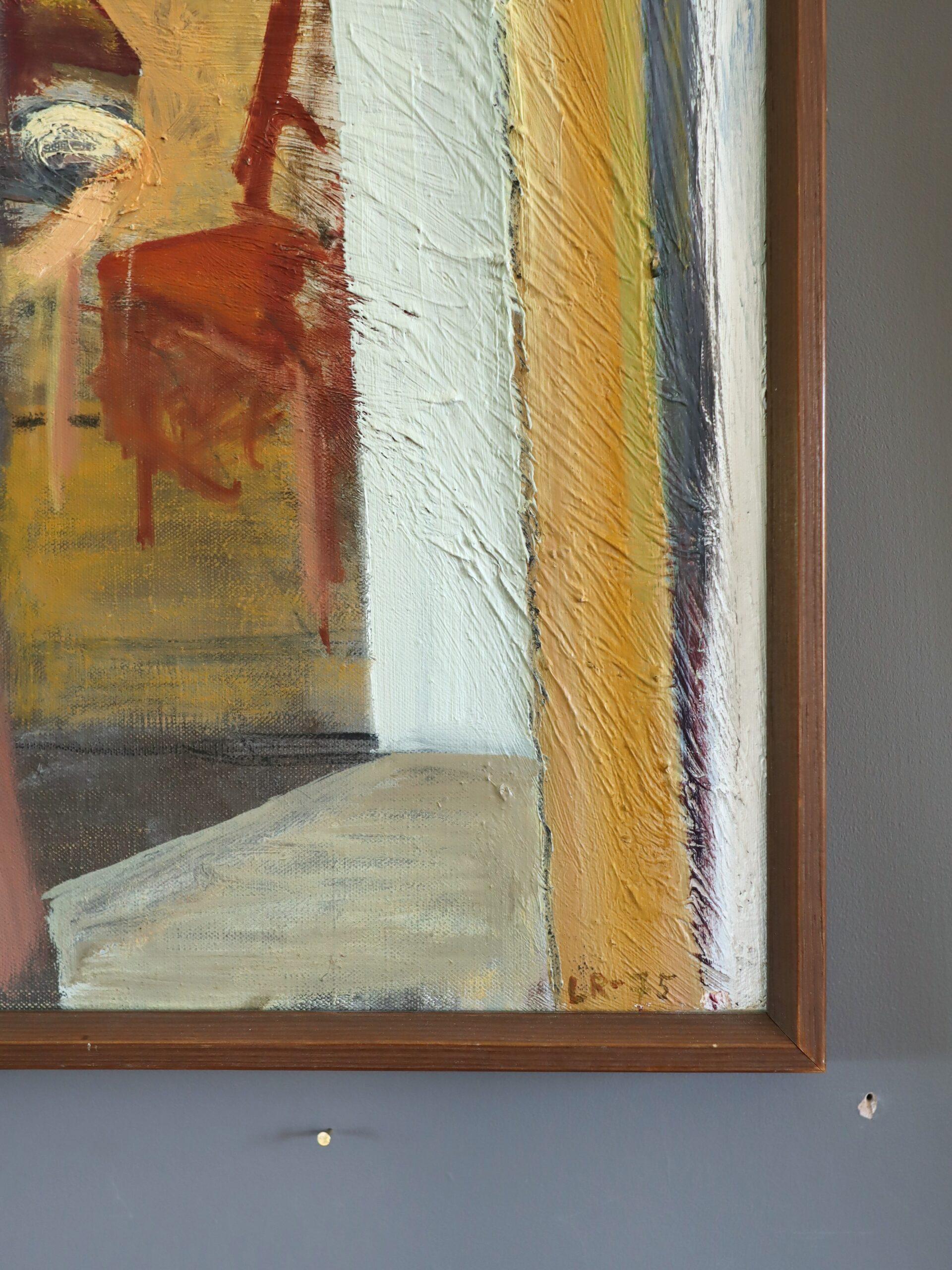 1975 Modernist Vintage Original Figurative Oil Painting - What the Mirror Saw For Sale 4