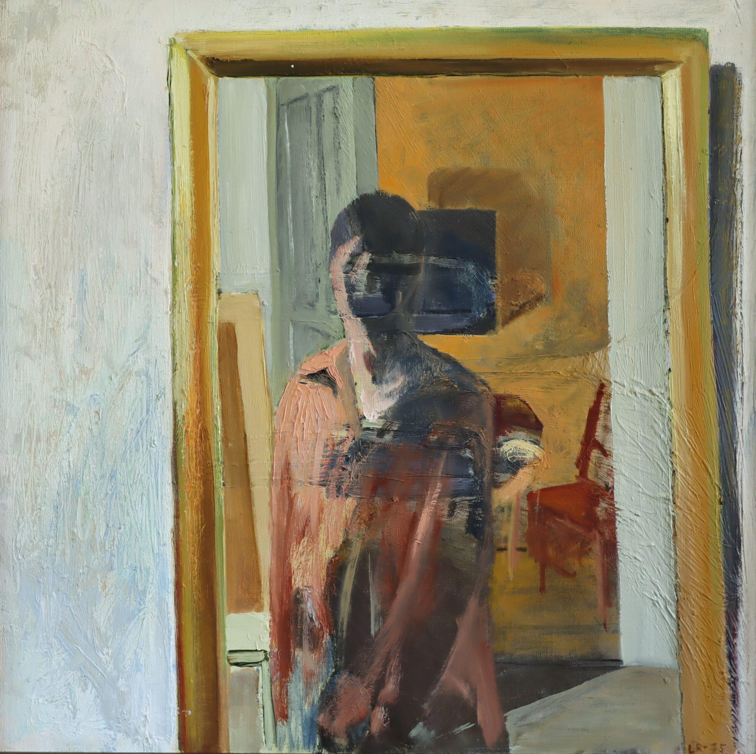 1975 Modernist Vintage Original Figurative Oil Painting - What the Mirror Saw For Sale 6