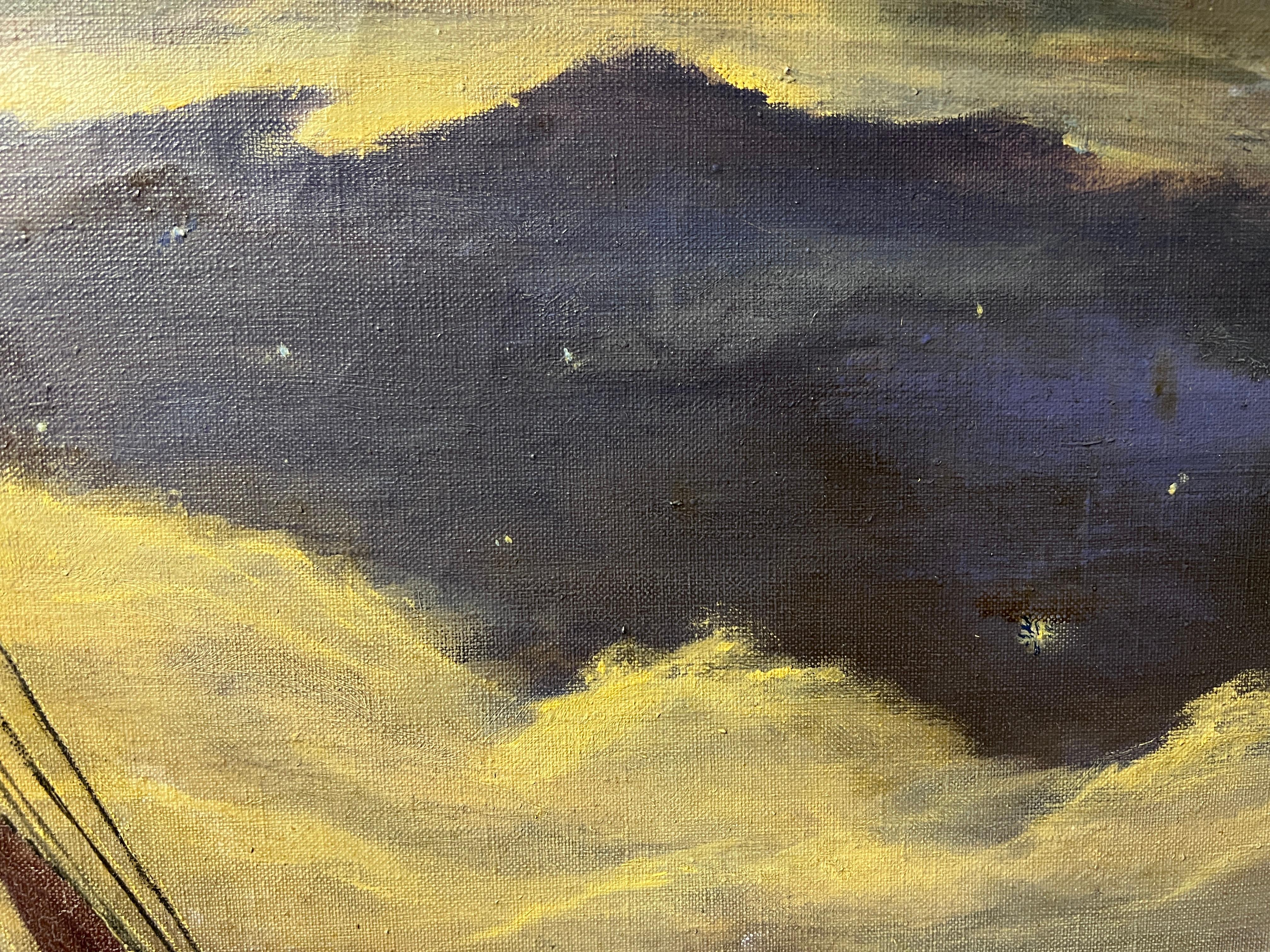1975 Vintage-Ölgemälde auf Leinwand, Meereslandschaft, Segelschiff, signiert, gerahmt im Angebot 5