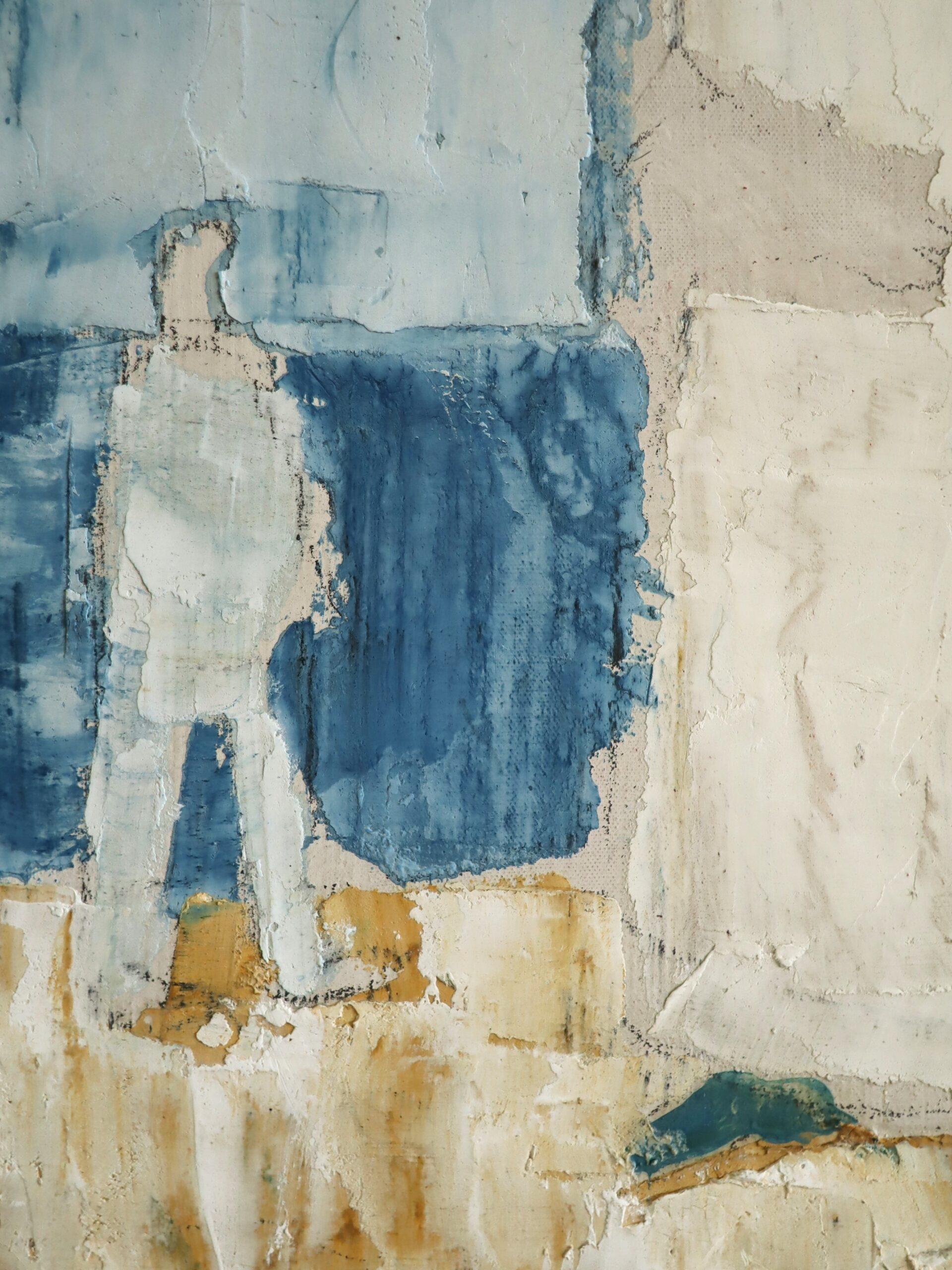 1976 Modernist Vintage Mini Swedish Figurative Oil Painting - Seaside Stroll For Sale 8