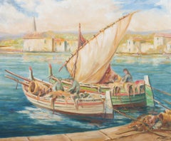 Vintage 1976 Oil - Fishing Boats