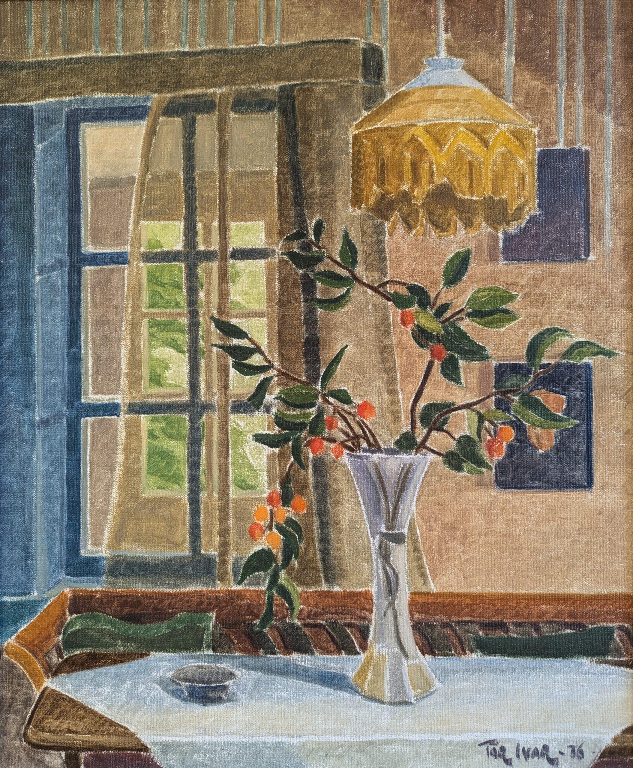 1976 Originale svedese modernista  Pittura ad olio per interni - Natura morta illuminata dal sole in vendita 3