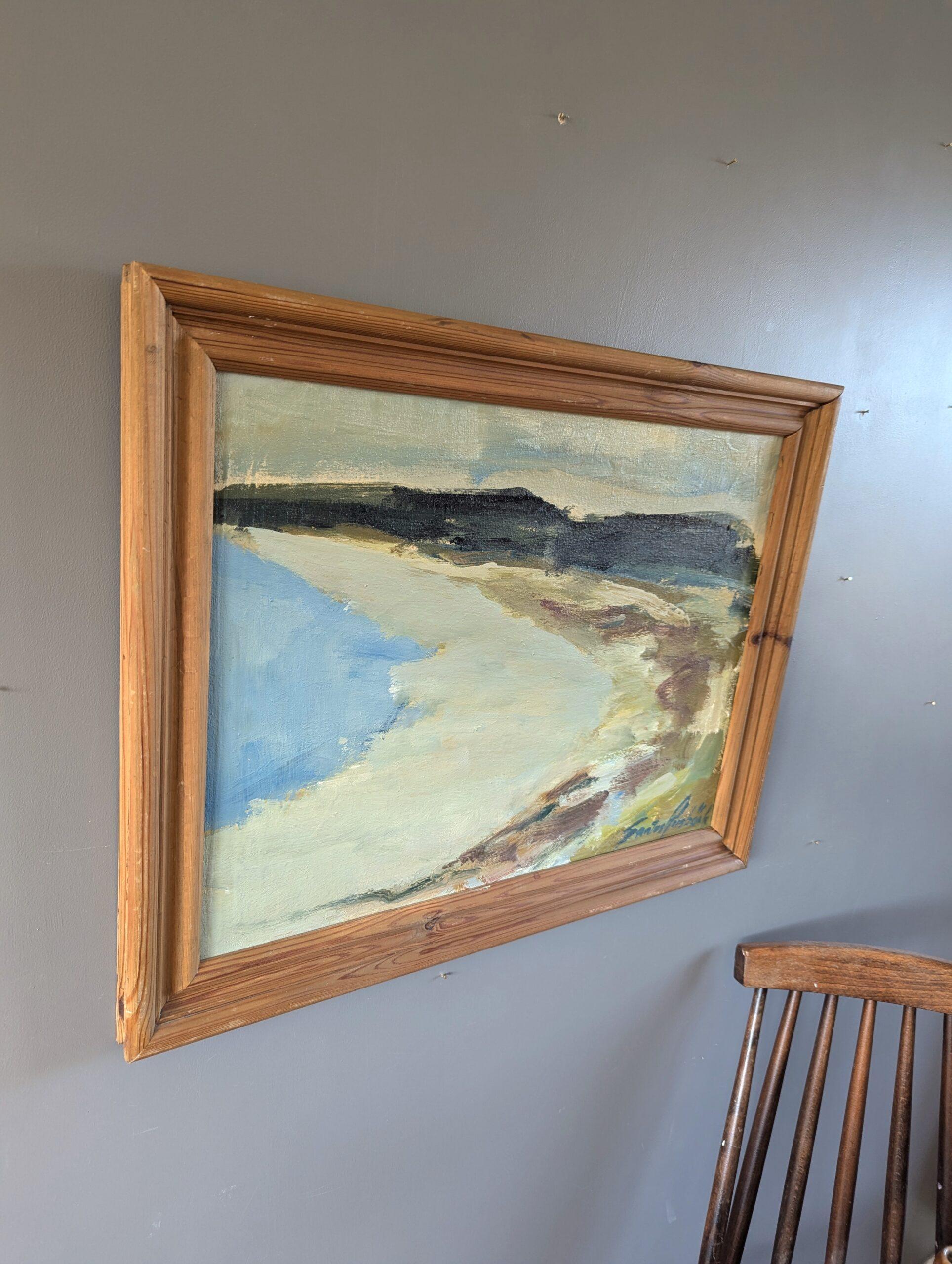 1977 Vintage Modernist Abstract Landscape Oil Painting - Coastal Horizons For Sale 1