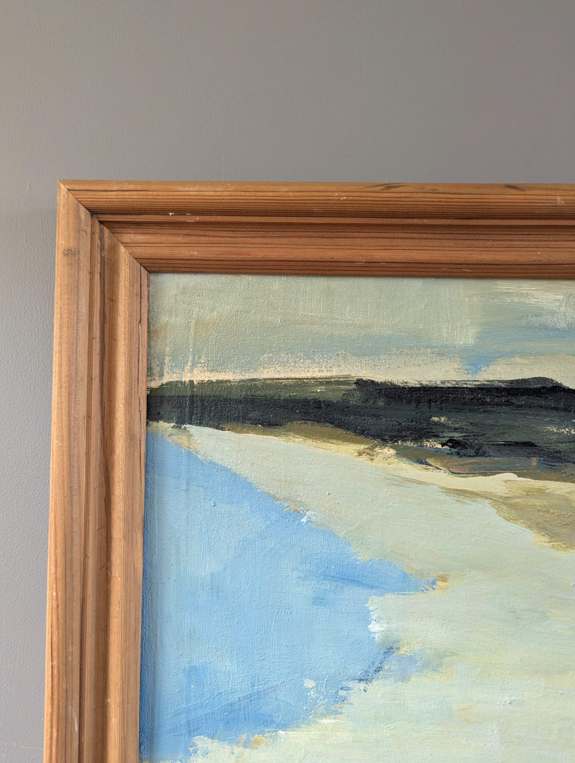 1977 Vintage Modernist Abstract Landscape Oil Painting - Coastal Horizons For Sale 3