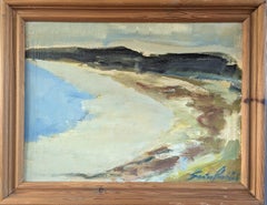 1977 Vintage Modernist Abstract Landscape Oil Painting - Coastal Horizons