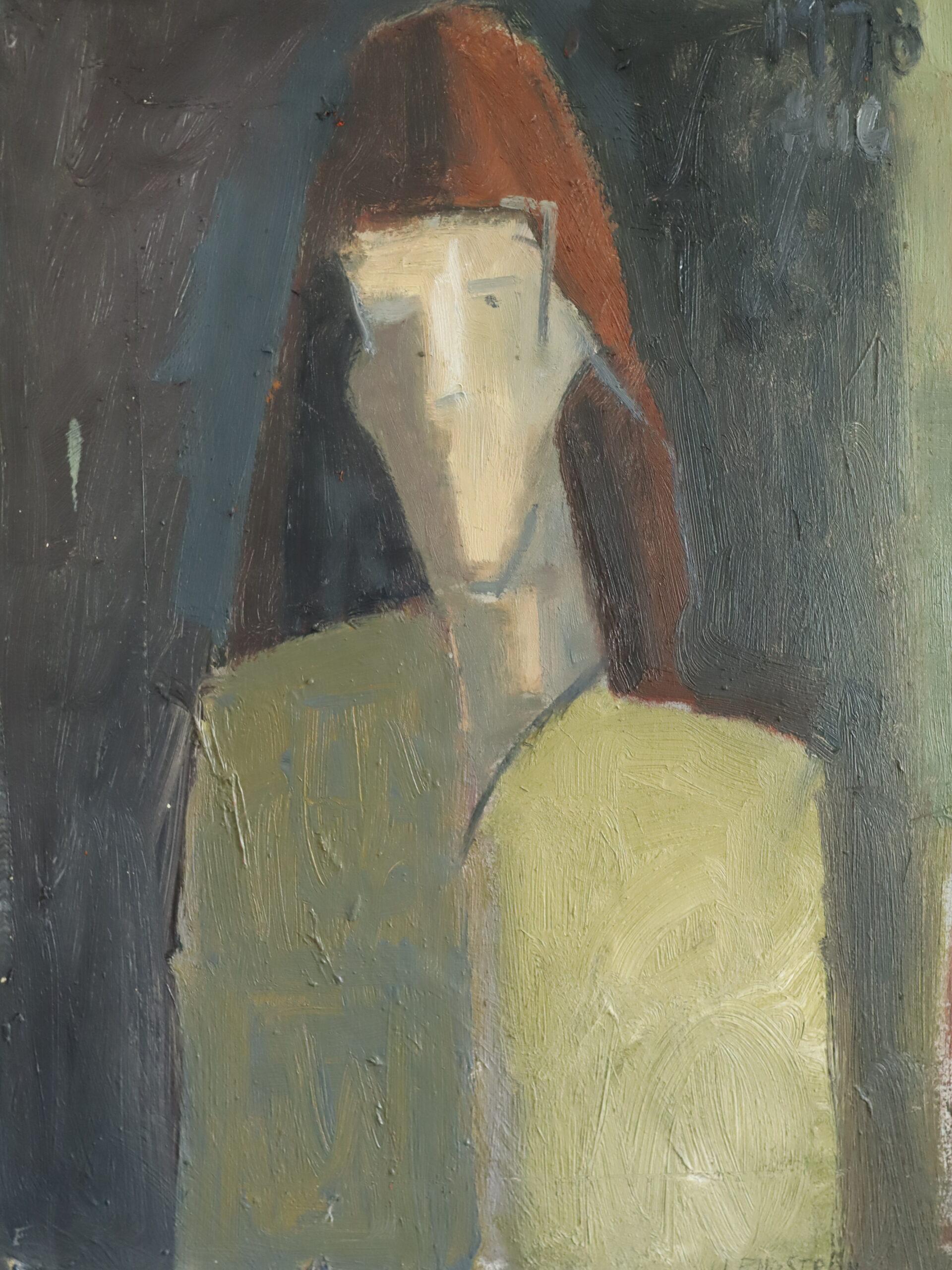 1978 Modernist Original Swedish Abstract Figurative Portrait Oil Painting- Maris en vente 7