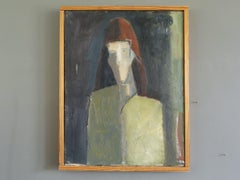 1978 Modernist Original Swedish Abstract Figurative Portrait Oil Painting- Maris