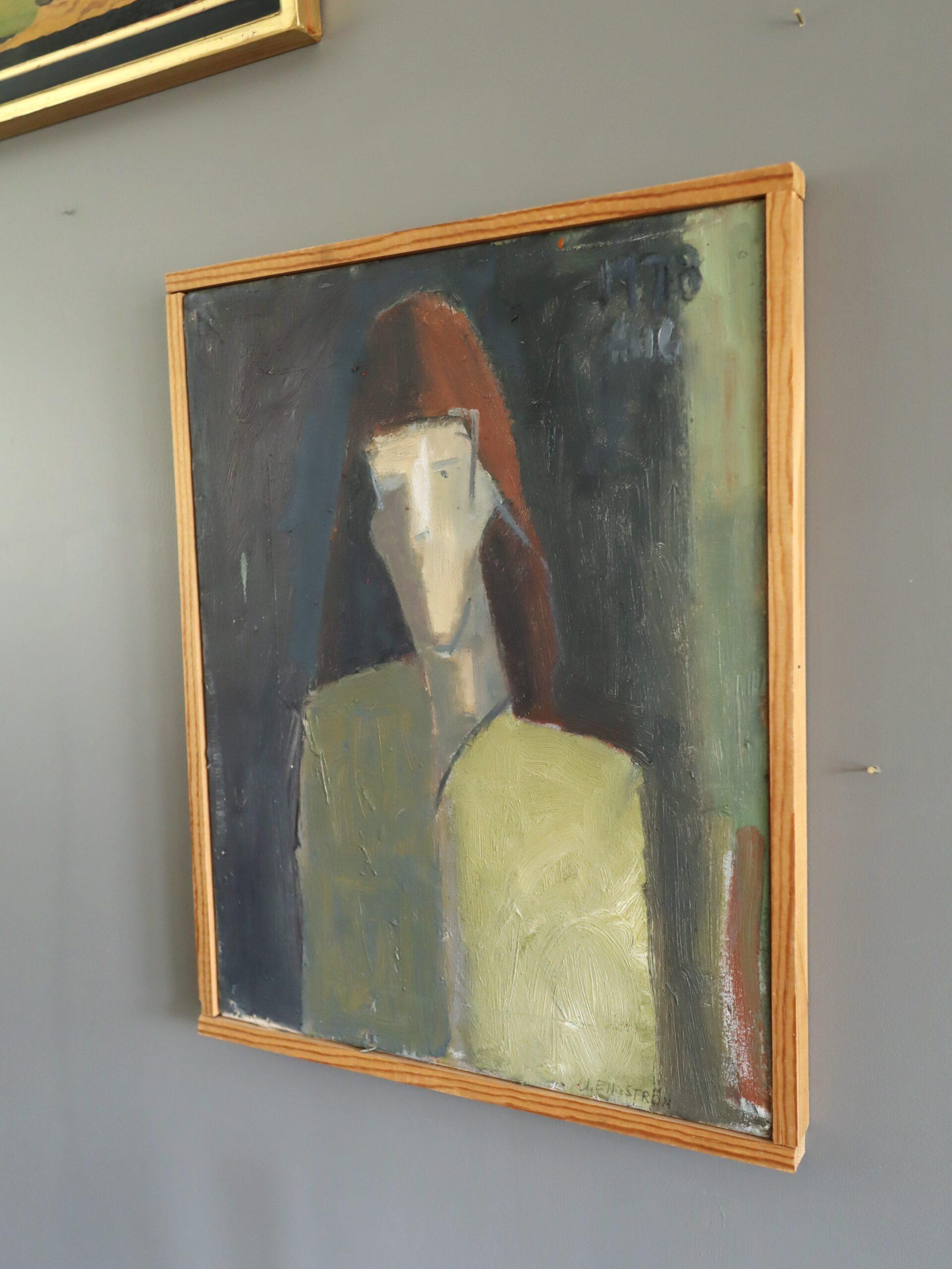 1978 Modernist Original Swedish Abstract Figurative Portrait Oil Painting- Maris en vente 1
