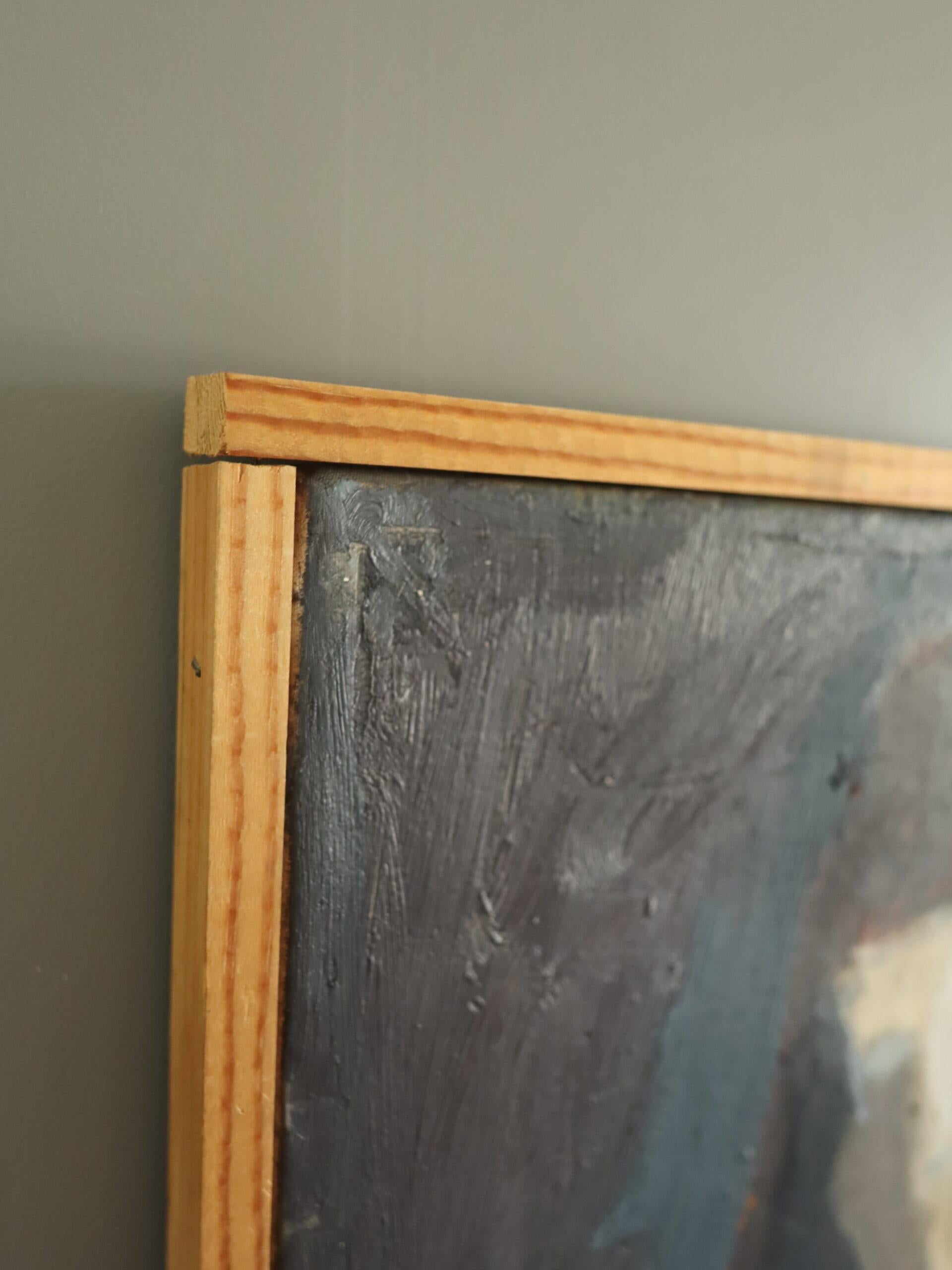 1978 Modernist Original Swedish Abstract Figurative Portrait Oil Painting- Maris en vente 2