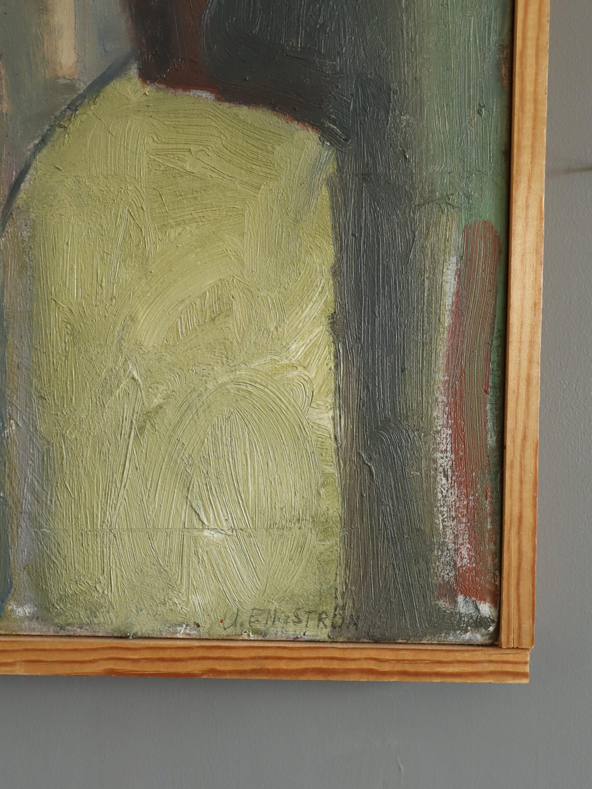1978 Modernist Original Swedish Abstract Figurative Portrait Oil Painting- Maris en vente 4