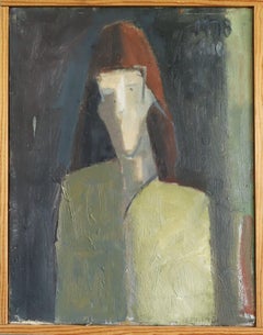 1978 Modernist Original Swedish Abstract Figurative Portrait Oil Painting- Maris