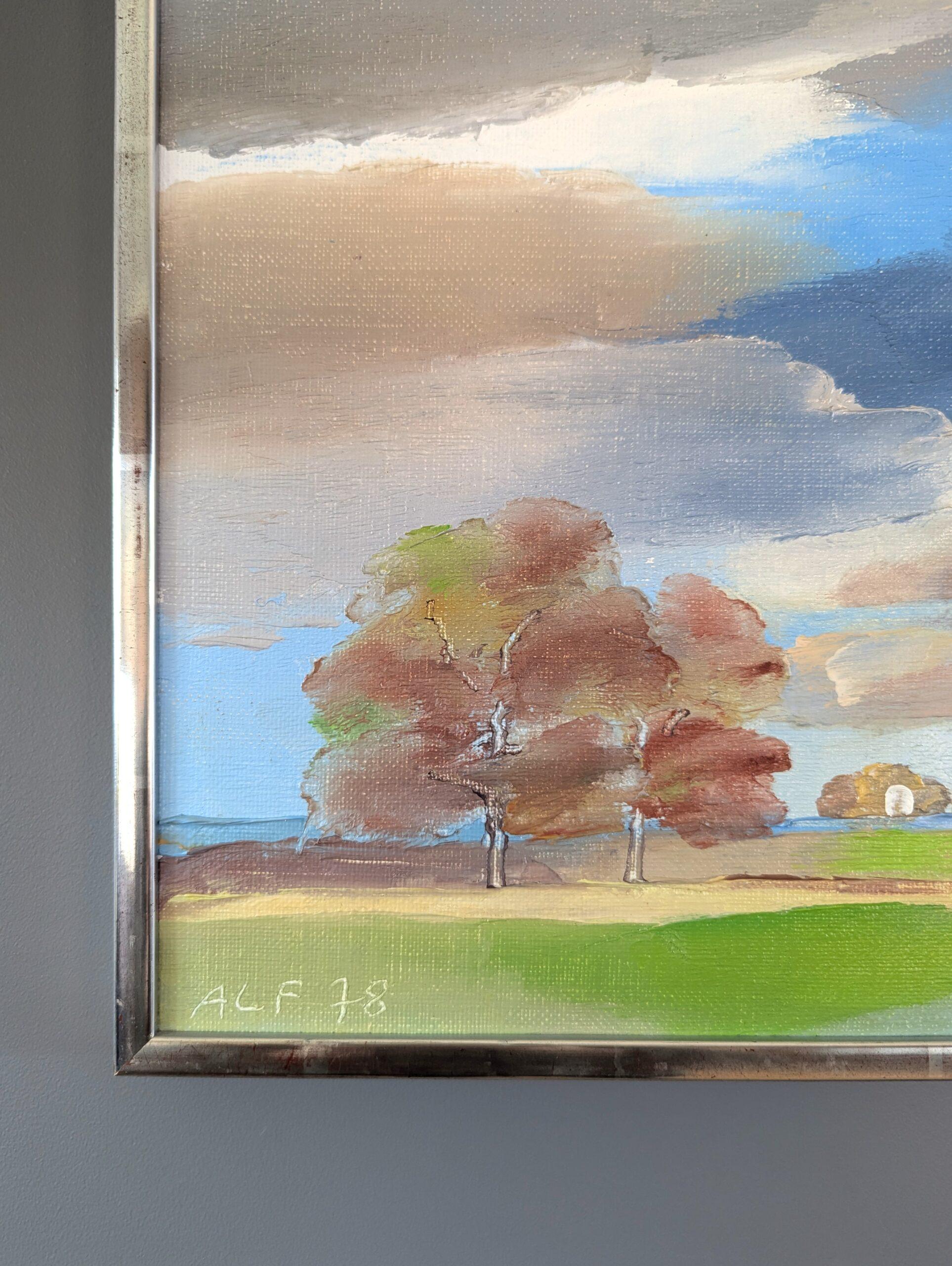 1978 Vintage Modernist Original Landscape Oil Painting - Solitude in Nature in vendita 8