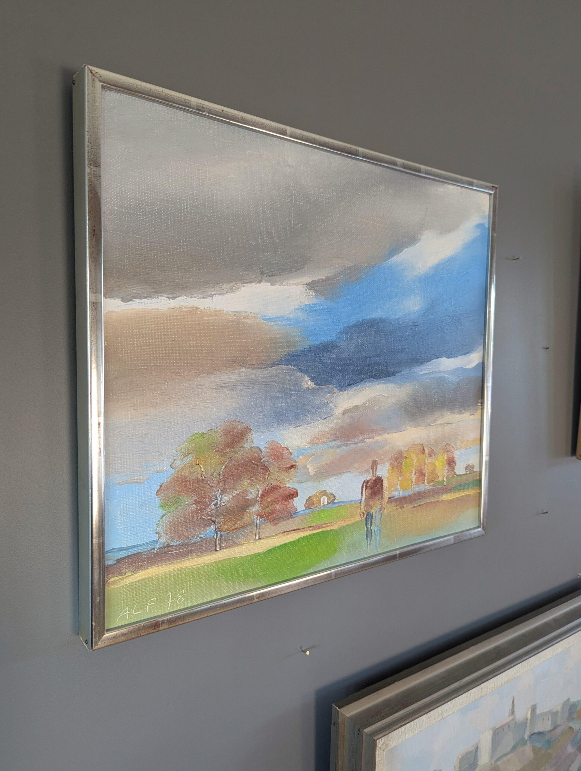 1978 Vintage Modernist Original Landscape Oil Painting - Solitude in Nature in vendita 1