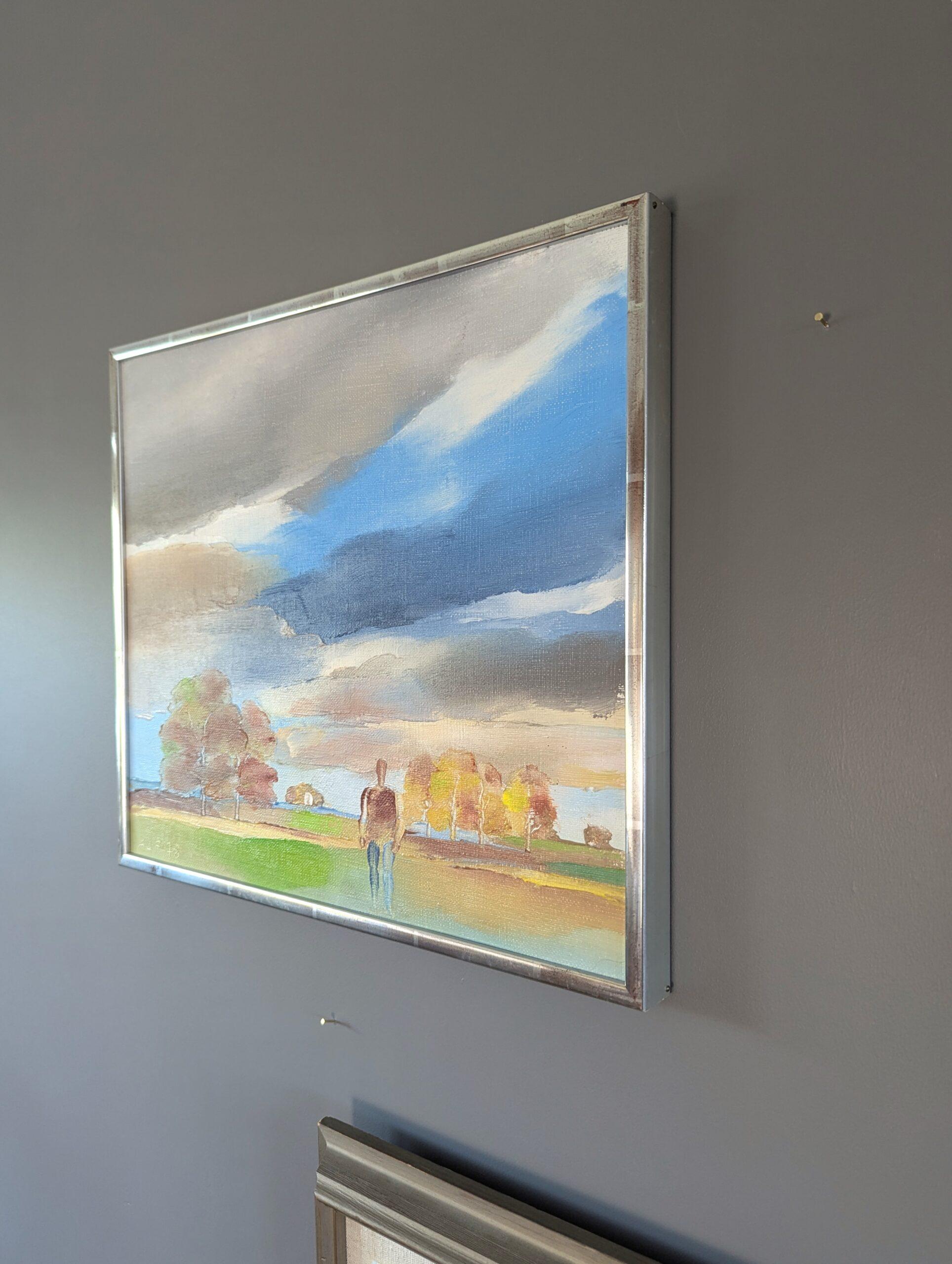 1978 Vintage Modernist Original Landscape Oil Painting - Solitude in Nature in vendita 2