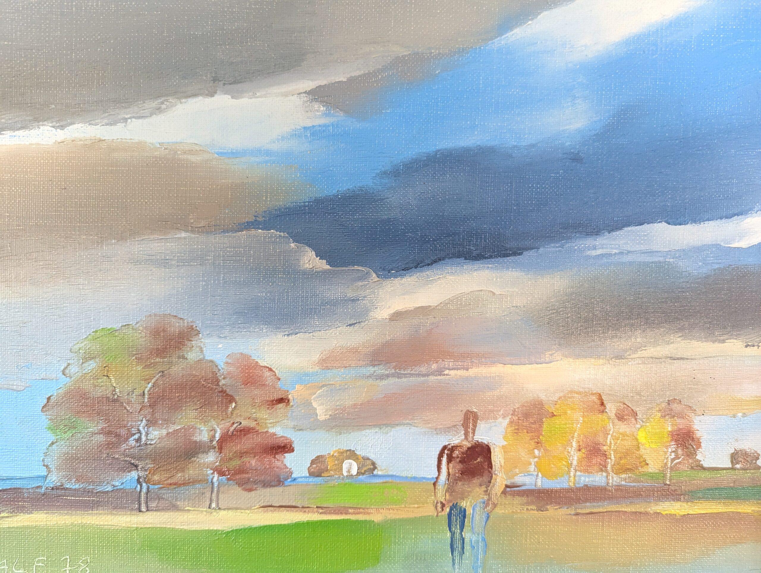 1978 Vintage Modernist Original Landscape Oil Painting - Solitude in Nature in vendita 4