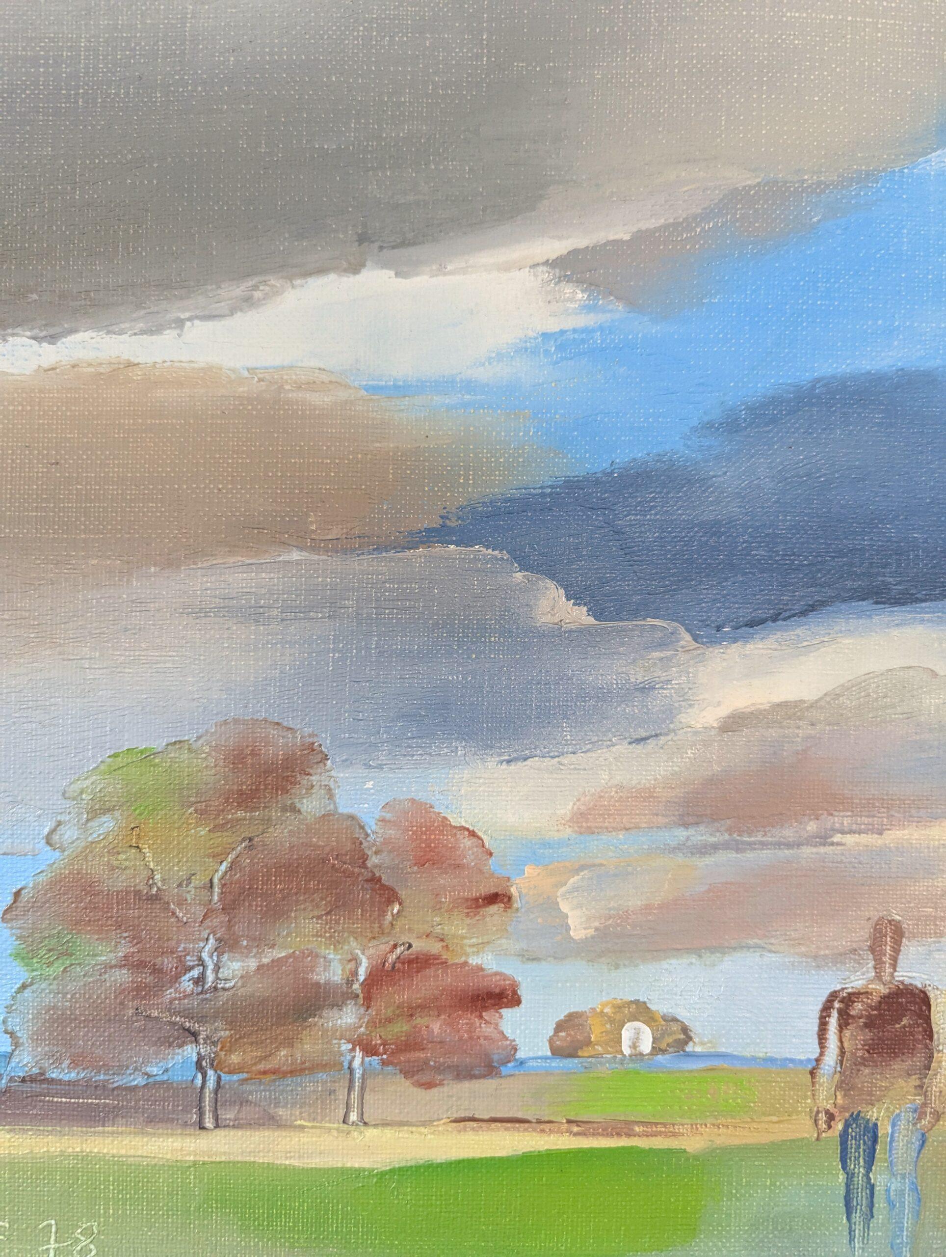 1978 Vintage Modernist Original Landscape Oil Painting - Solitude in Nature in vendita 5