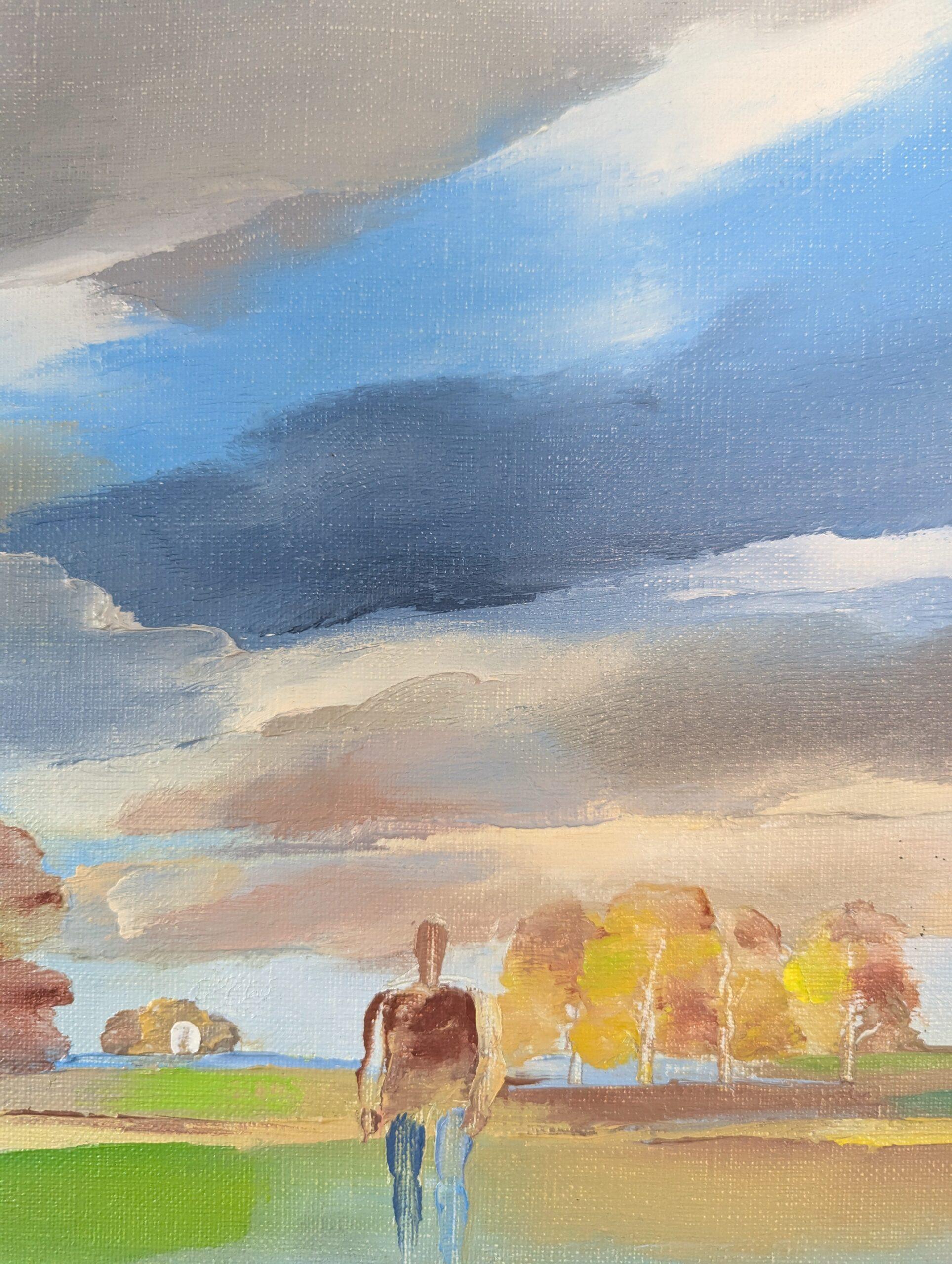 1978 Vintage Modernist Original Landscape Oil Painting - Solitude in Nature in vendita 6