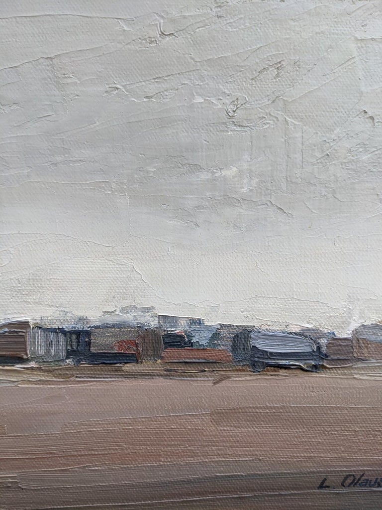 MIRAGE
Size: 27.5 x 27.5 cm (including frame)
Oil on Canvas

A subtle and lightly textured miniature landscape composition, executed in oil in 1980.

Painted in a semi-abstract manner, the artist has left details of the landscape fairly obscure as