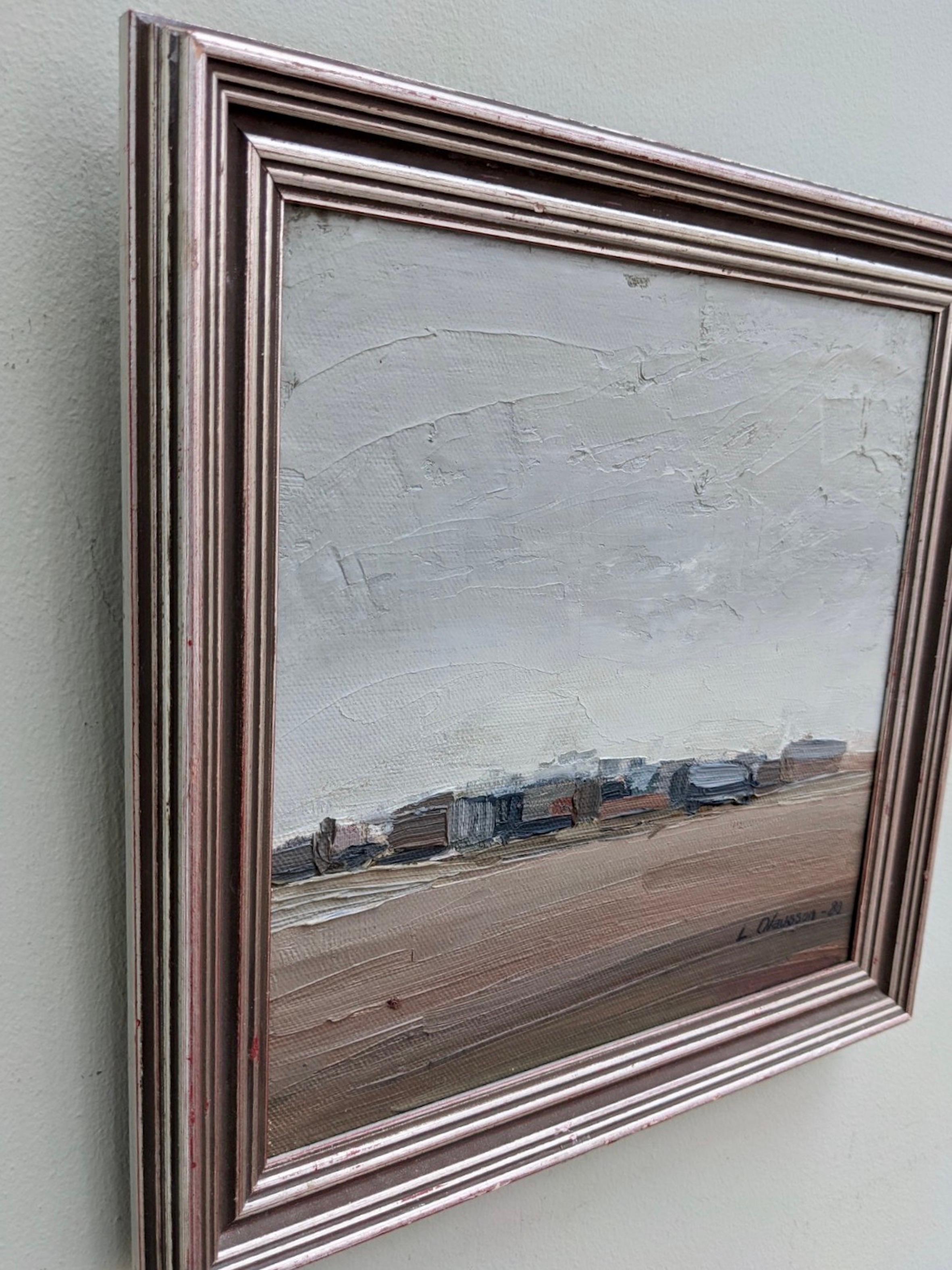 1980 Framed Swedish Abstract Landscape Oil Painting - Mirage 2