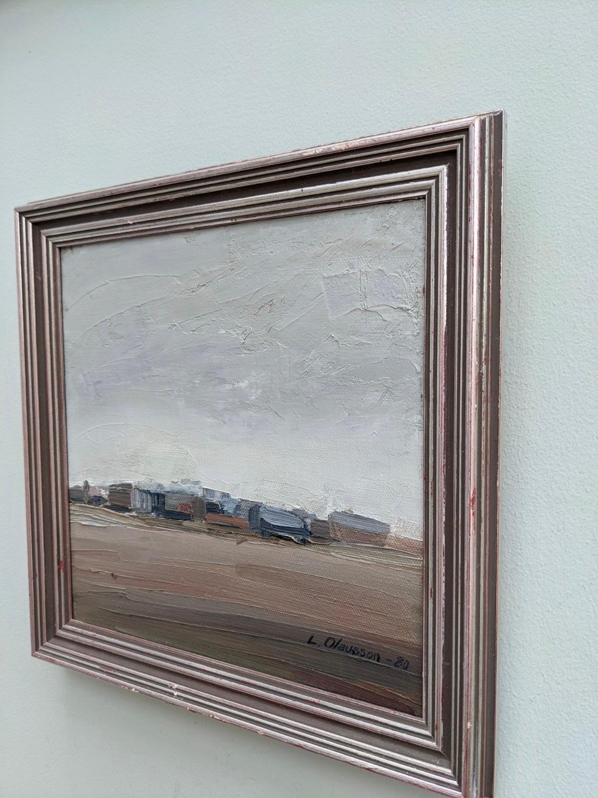 1980 Framed Swedish Abstract Landscape Oil Painting - Mirage 3