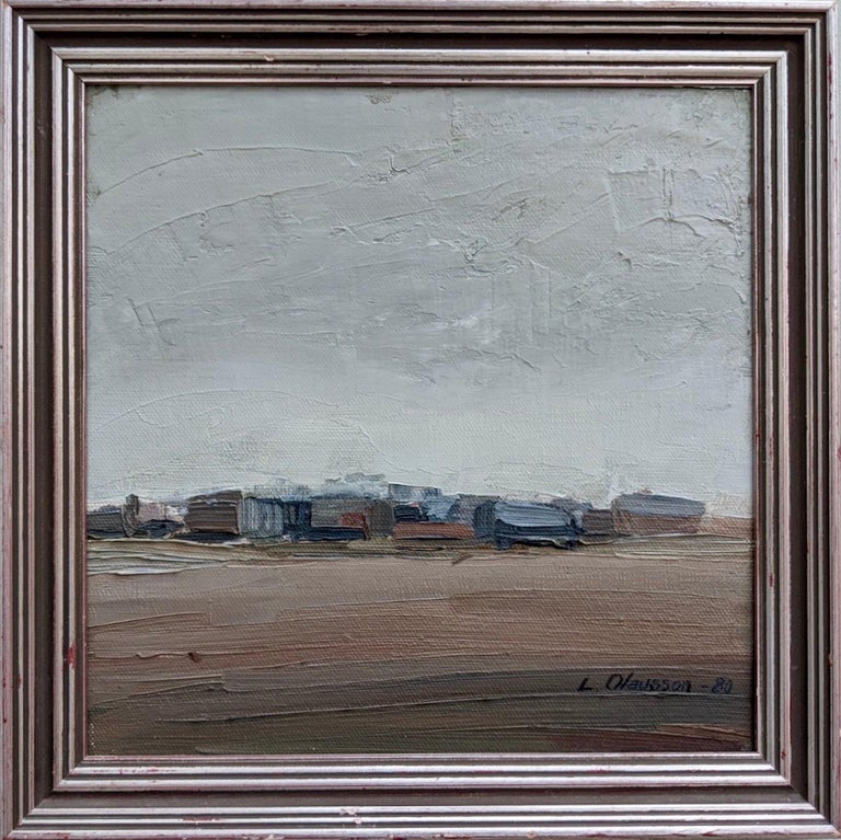 Unknown Landscape Painting - 1980 Framed Swedish Abstract Landscape Oil Painting - Mirage