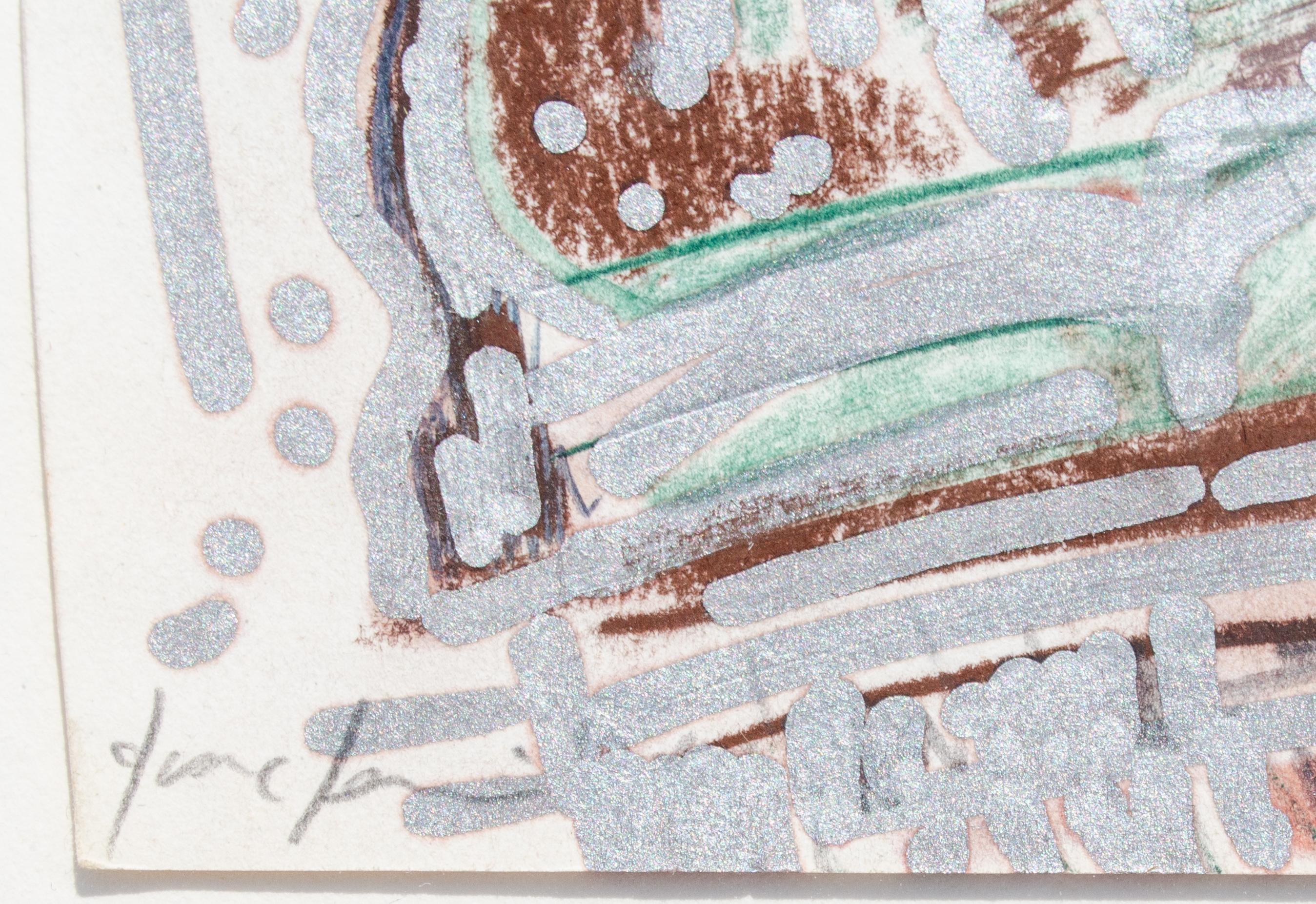 Diptyque abstrait des années 1980 par un artiste mystérieux - Gris Abstract Painting par Unknown