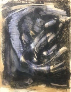 Pittura ad olio francese espressionista astratta degli anni '80 - firmata - macchie di colore