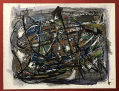 OLEO ABSTRACTO FRANCÉS DE 1980 - FIRMADO Y FECHADO - FORMA Y COLOR INCREÍBLES