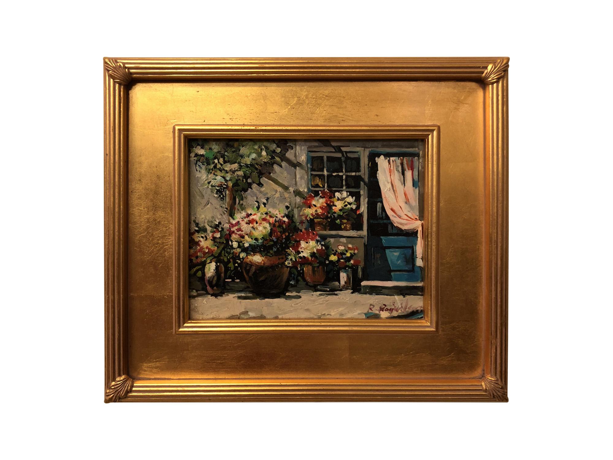 Unknown Still-Life Painting - 1980s Impressionistic Oil on Canvas Painting of a Patio Signed by Artist