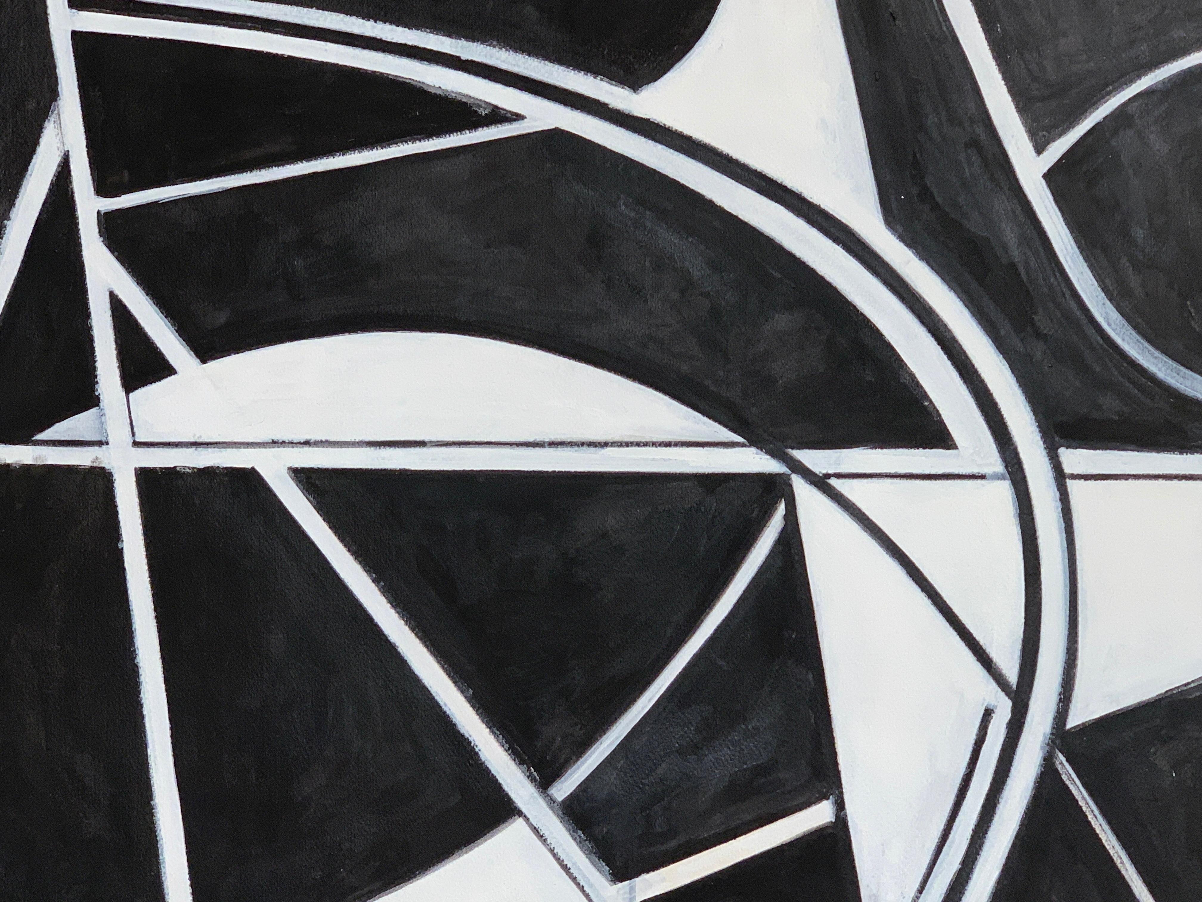 Pittura astratta anni '80 di grandi dimensioni in bianco e nero in vendita 5