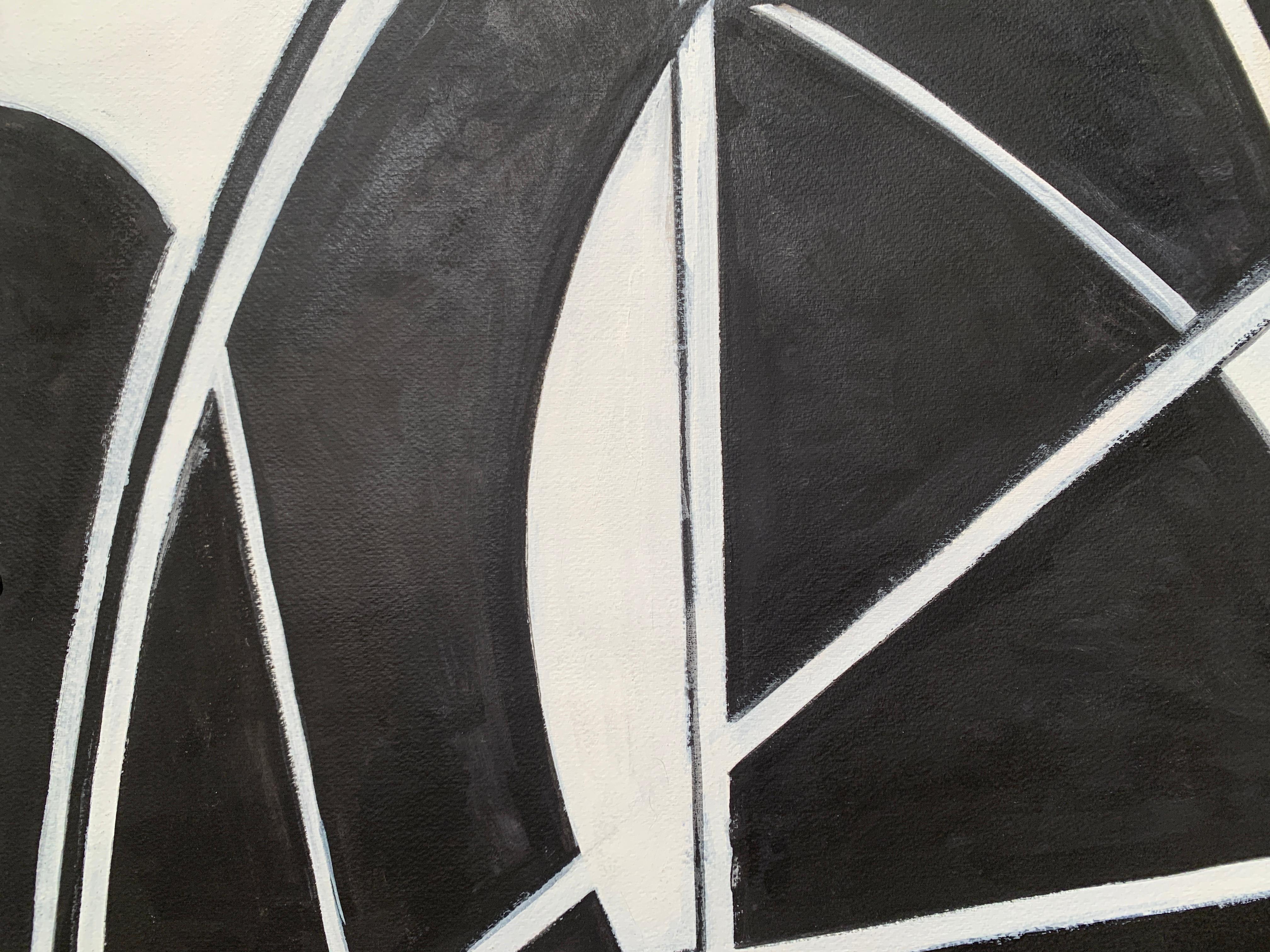 Pittura astratta anni '80 di grandi dimensioni in bianco e nero in vendita 2