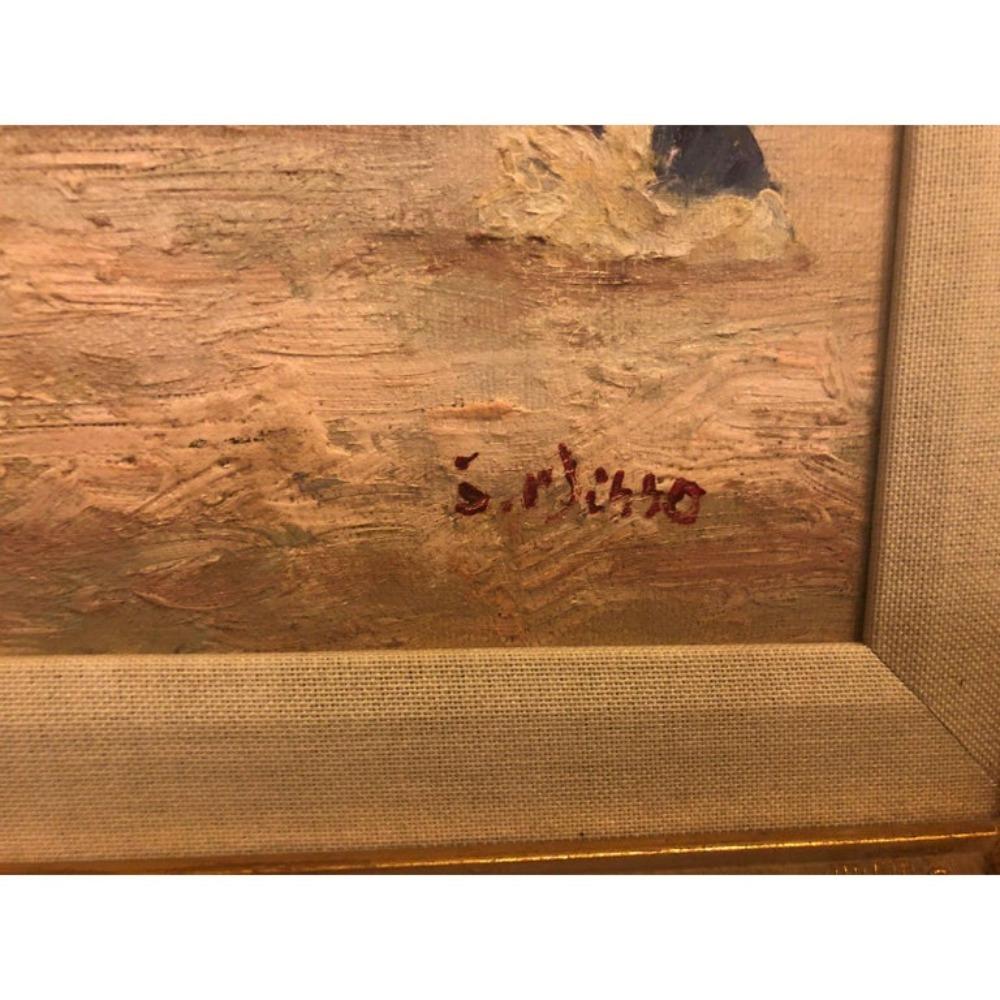 Impressionistisches Gemälde einer Strandszene, Öl auf Leinwand, 1980er Jahre, gerahmt und signiert (Braun), Landscape Painting, von Unknown