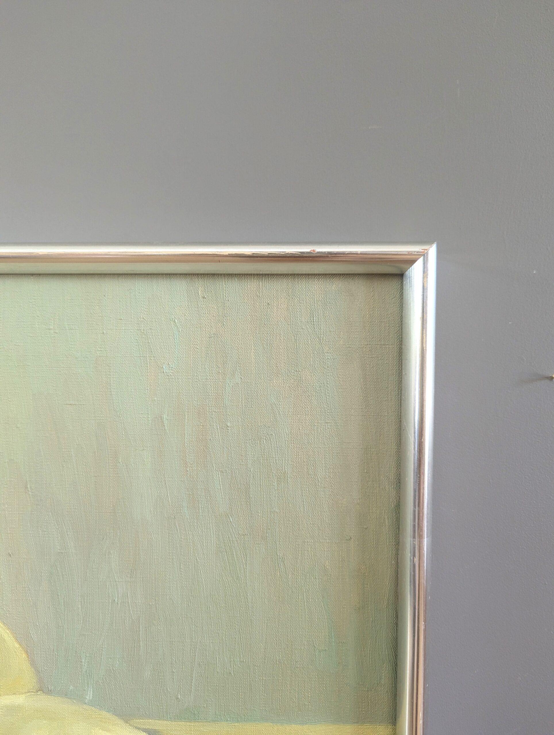 1981 Vintage Pintura al óleo sueca moderna de mediados de siglo - Naturaleza muerta con pimientos 3