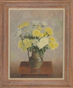 1982 Oil - Chrysanthemums in Bernard Leach Jug