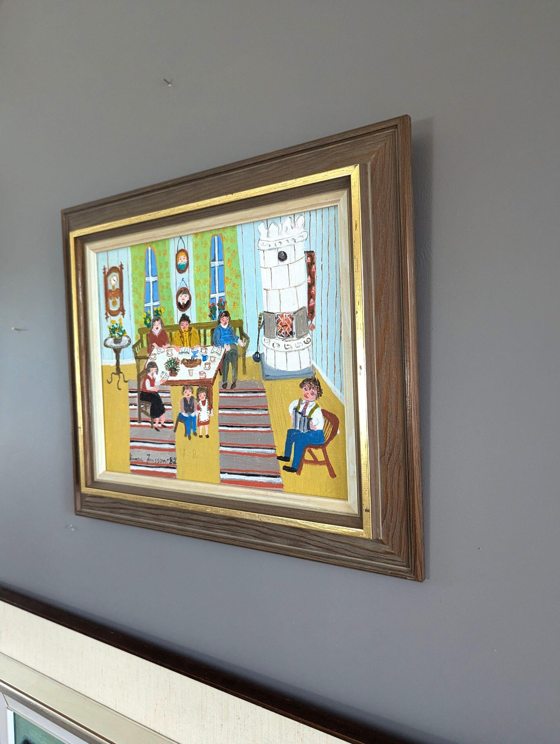 Peinture à l'huile originale d'intérieur - Singing by the Fire, 1982 en vente 1